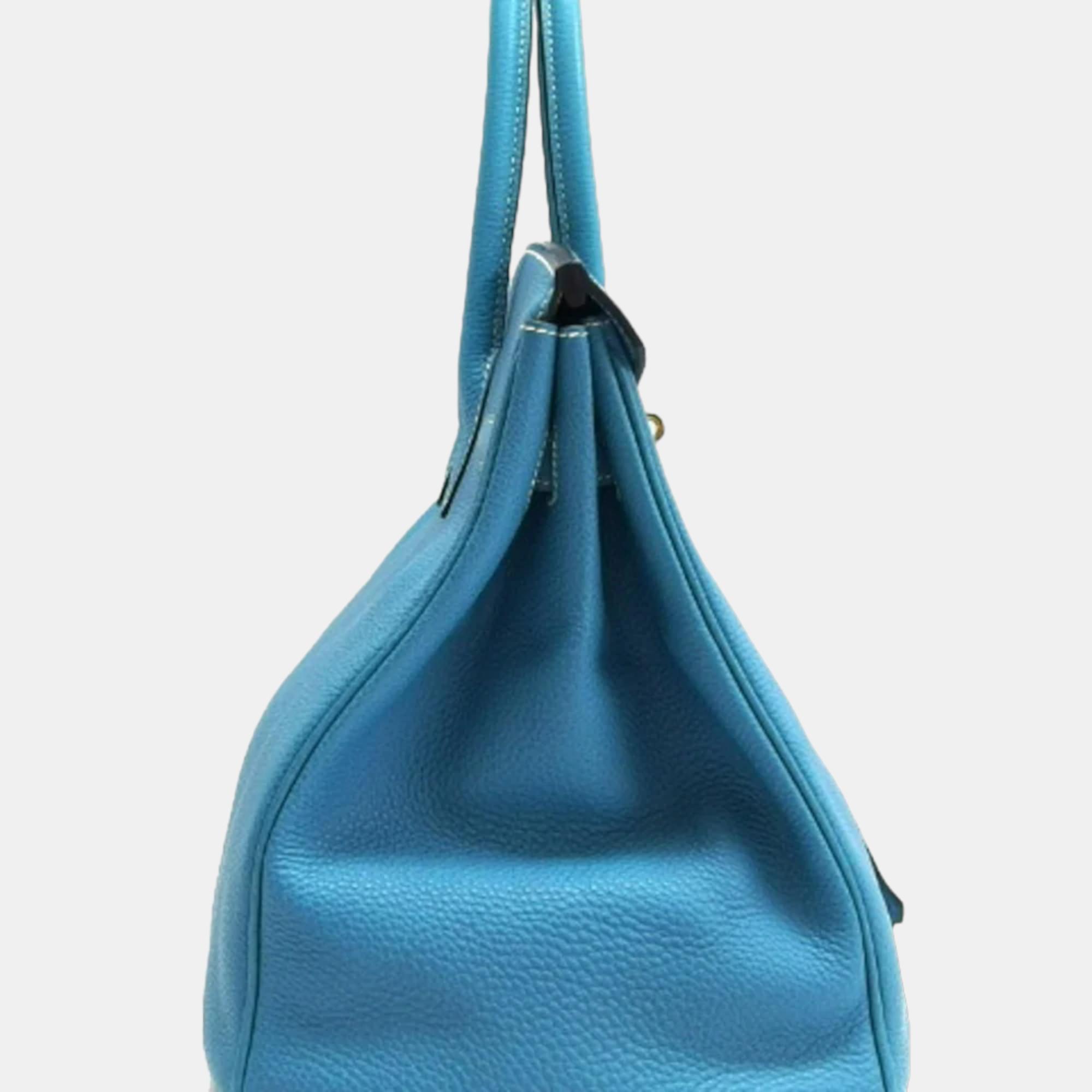 

Hermes Birkin 35 Handbag Blue Jean