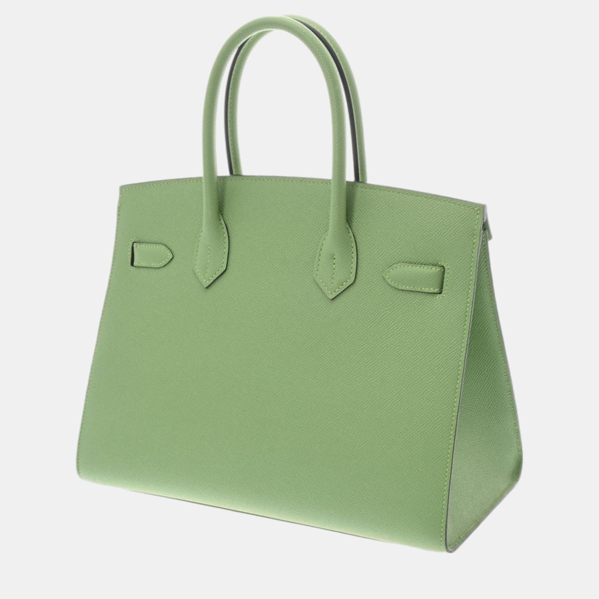 

HERMES Birkinserie 30 Veil Cricket Palladium hardware Y stamp (around 2020) Ladies Vaux Epson handbag, Green