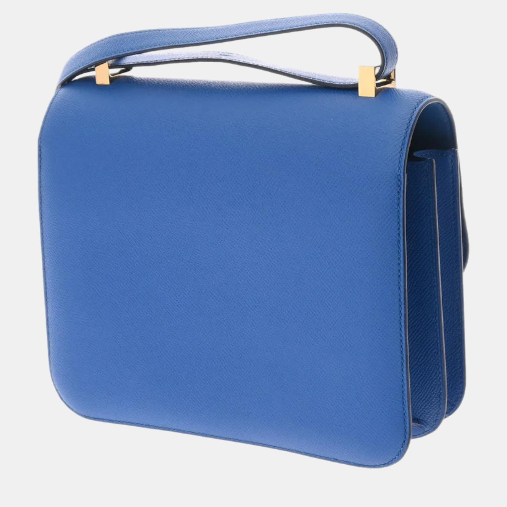 

HERMES Constance 3 24 Blue Frieder C engraved (around 2018) Women's Vaux Epson Shoulder Bag