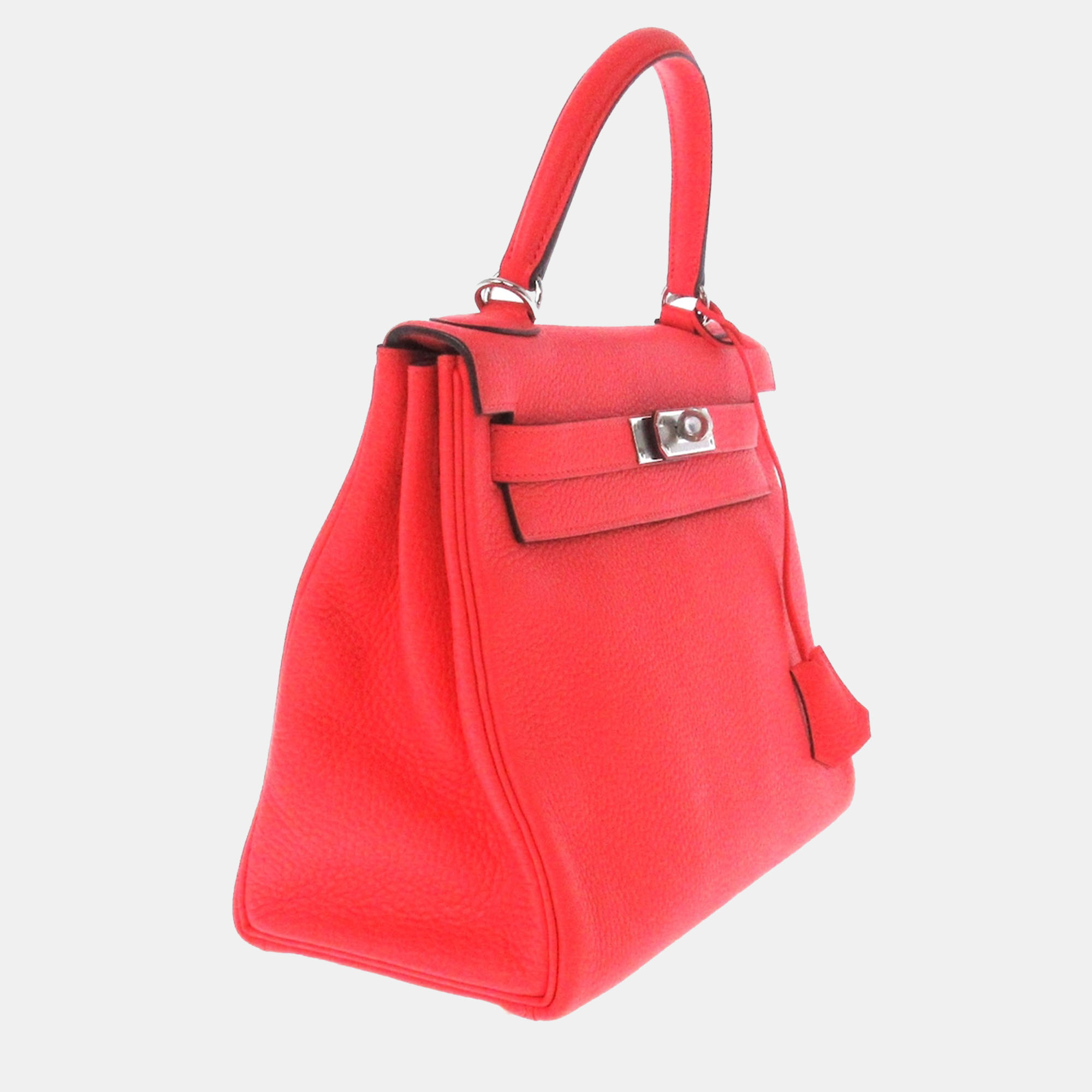 

Hermes Pink Clemence Leather Palladium Plated Hardware Kelly 28 Tote Bag