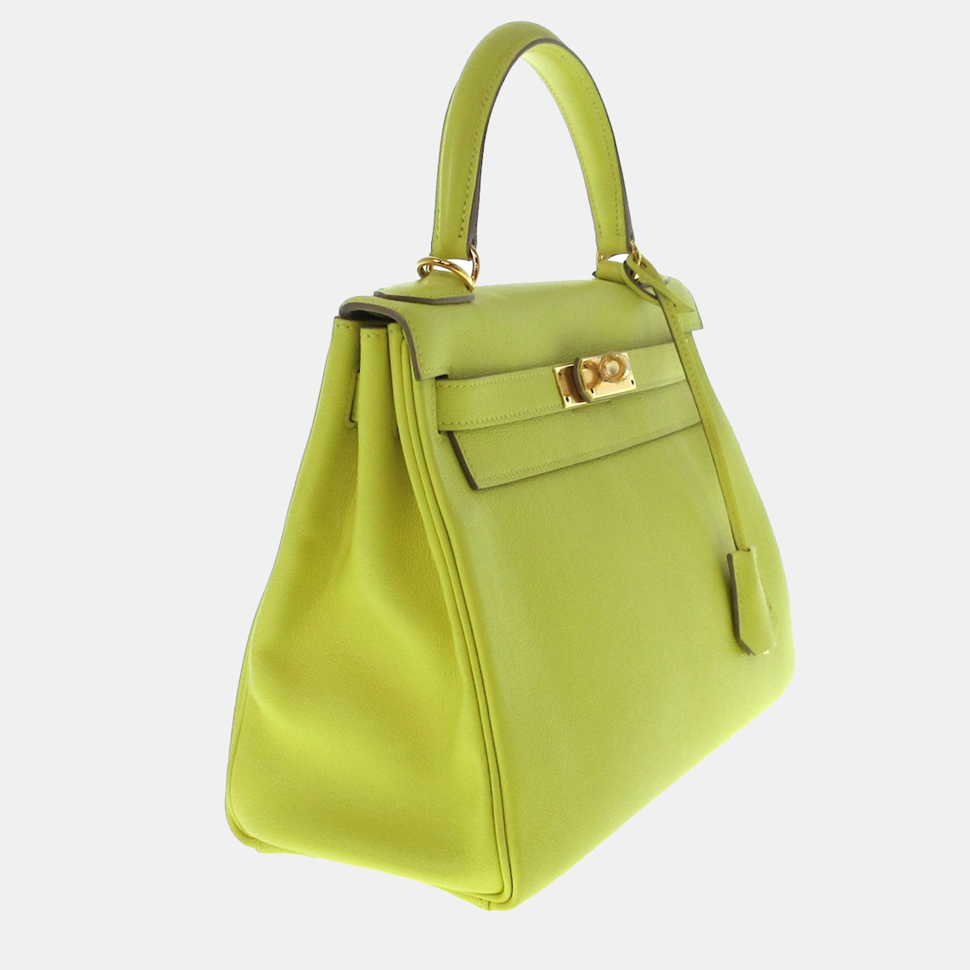 

Hermes Green Evercolor Leather Gold Plated Hardware Kelly 28 Tote Bag