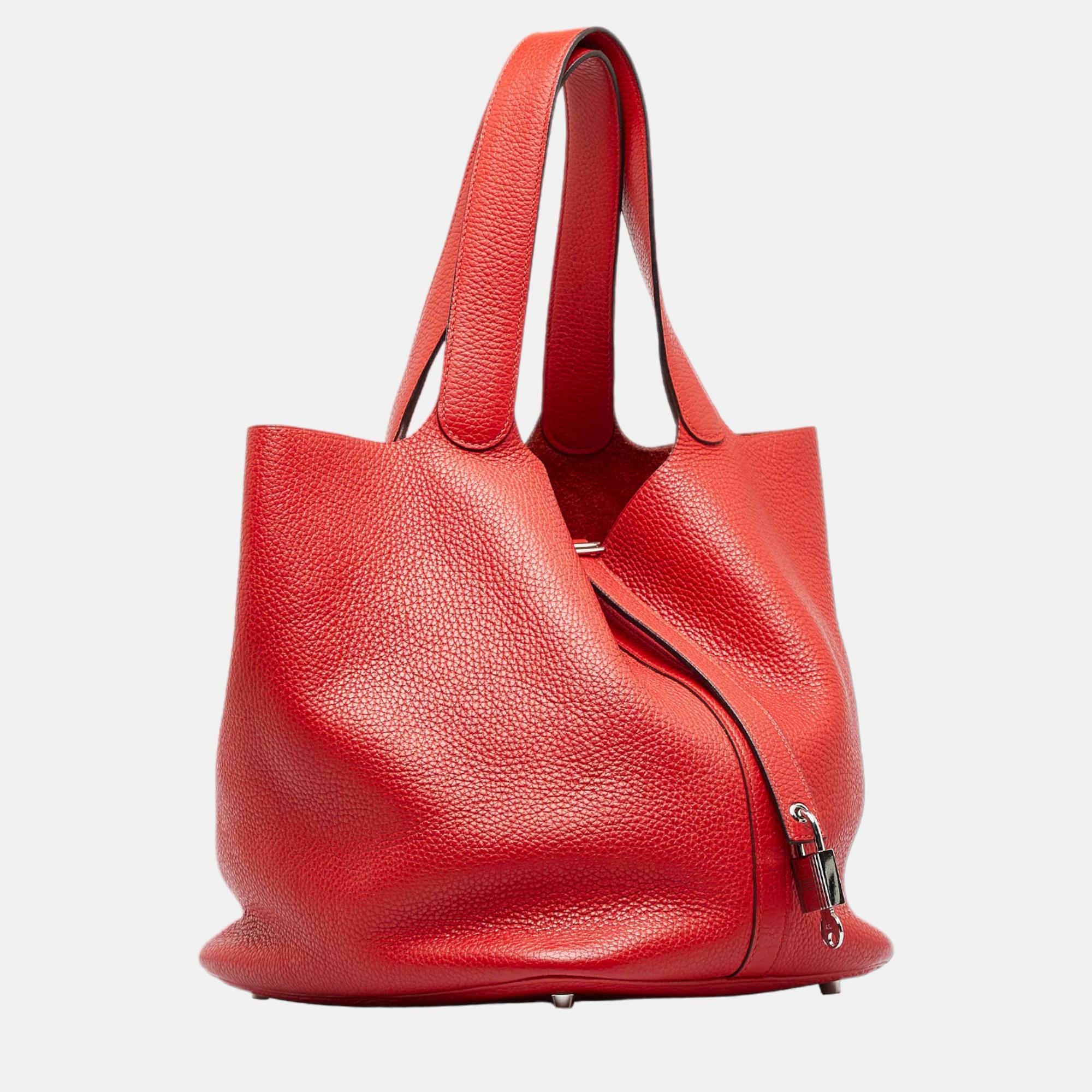 

Hermes Red Clemence Picotin GM