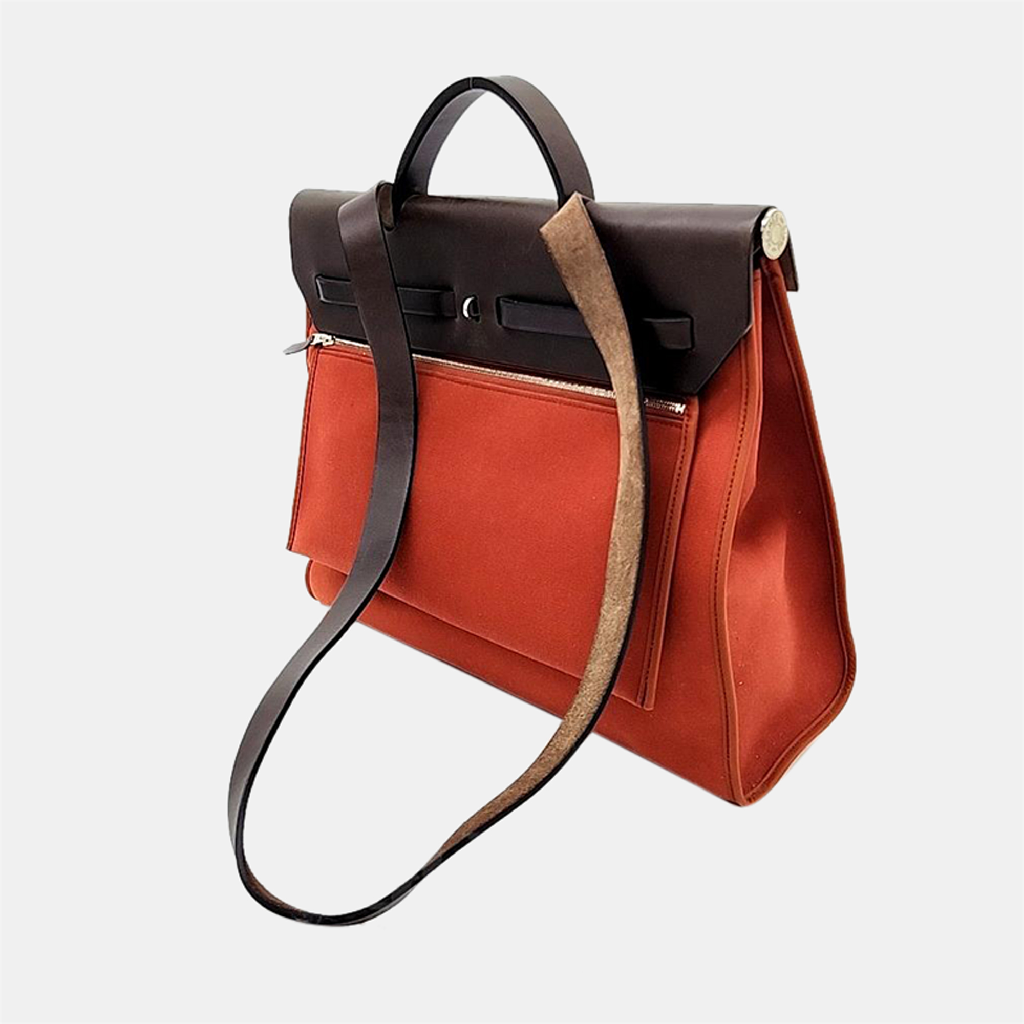 

Hermes Orange Canvas and Leather  Herbag Top Handle Bag