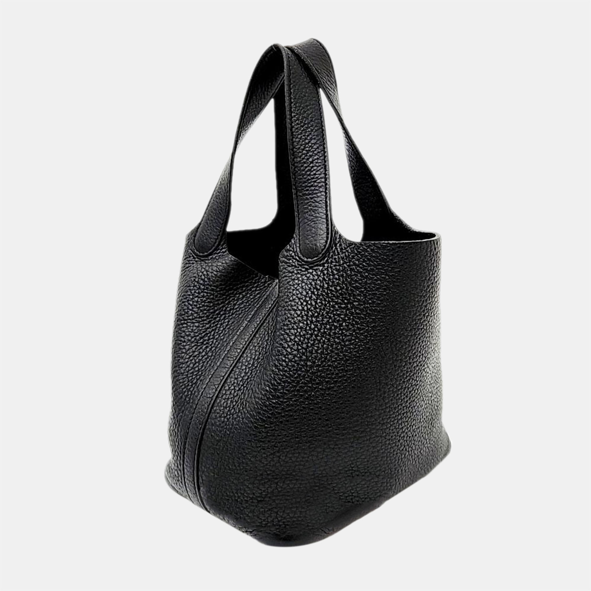 

Hermes Black Clemence Leather Picotin Lock 18 Tote Bag
