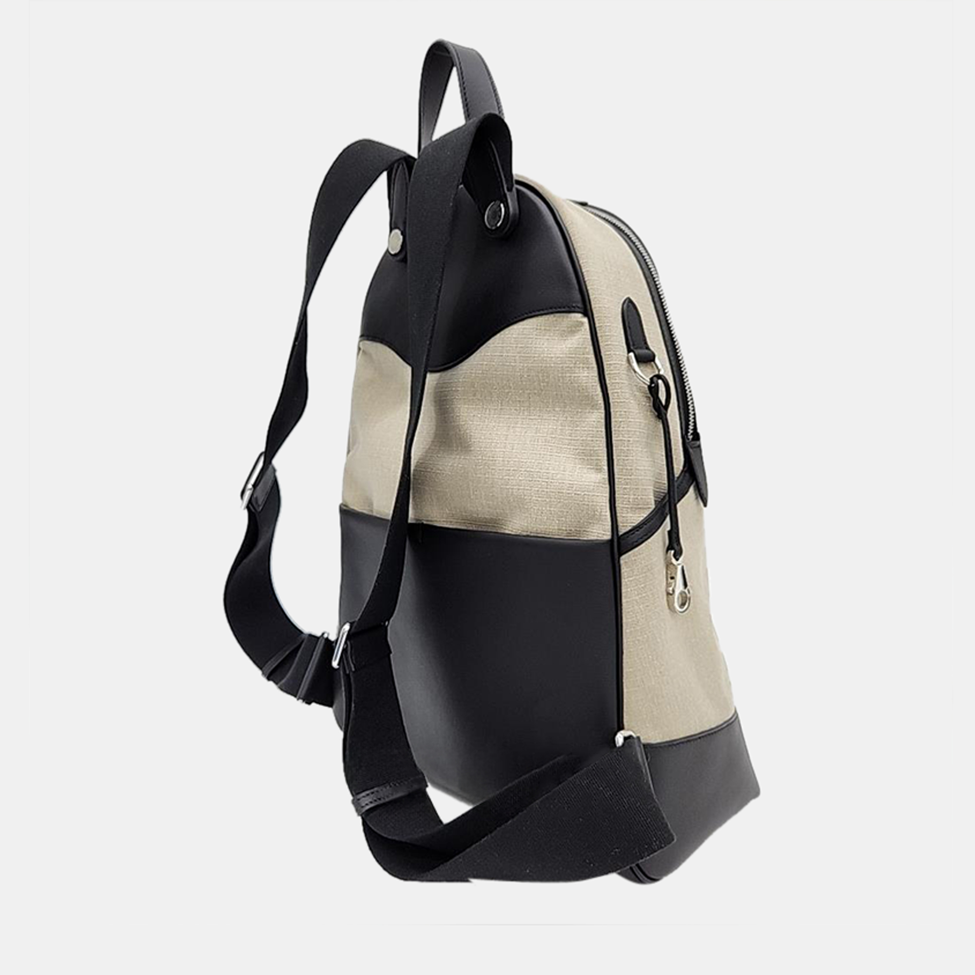 

Hermes Canvas, Leather Allback Backpack, Beige
