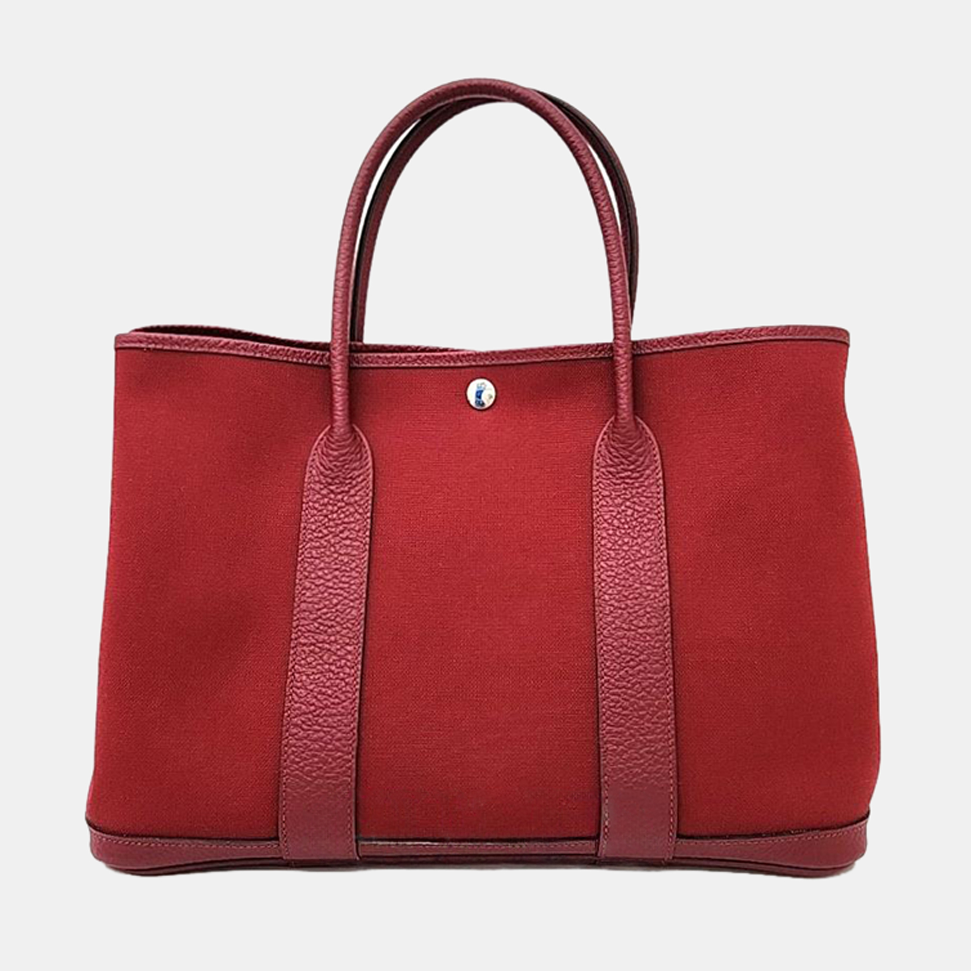 Pre-owned Hermes Negonda Leather 36 Garden Party Tote In Red