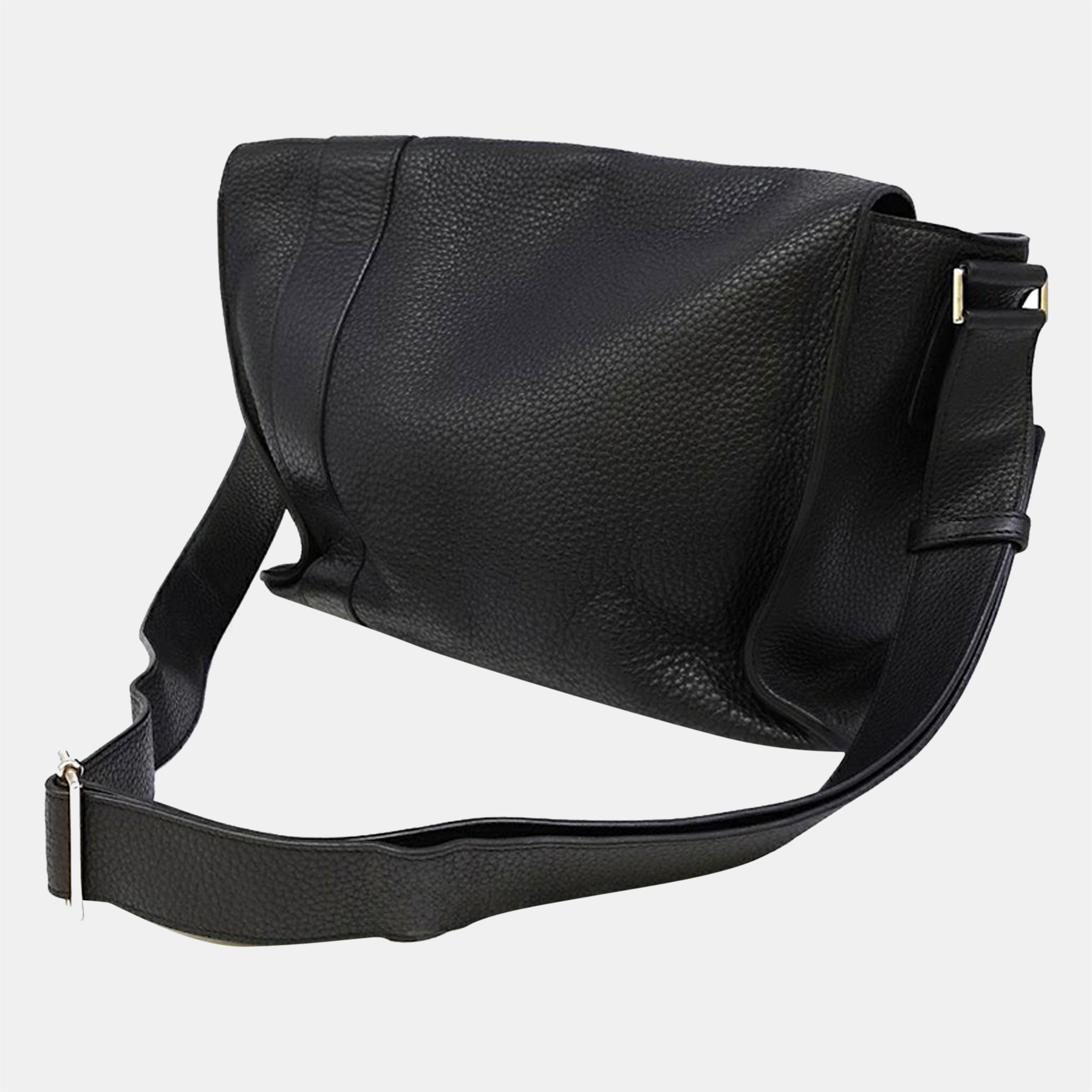 

Hermes black leather Alfred messenger