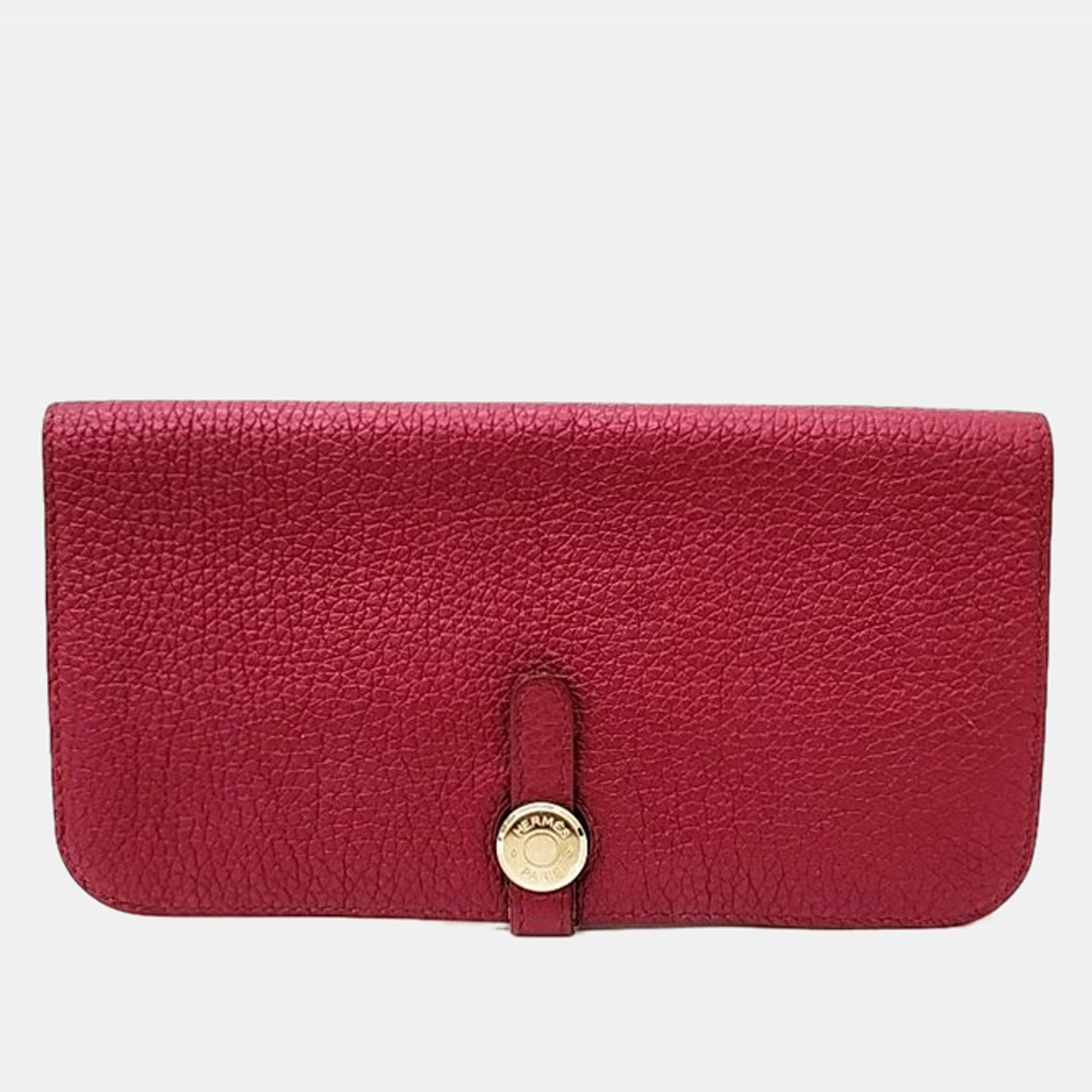 

Hermes Leather Dogon Wallet, Red