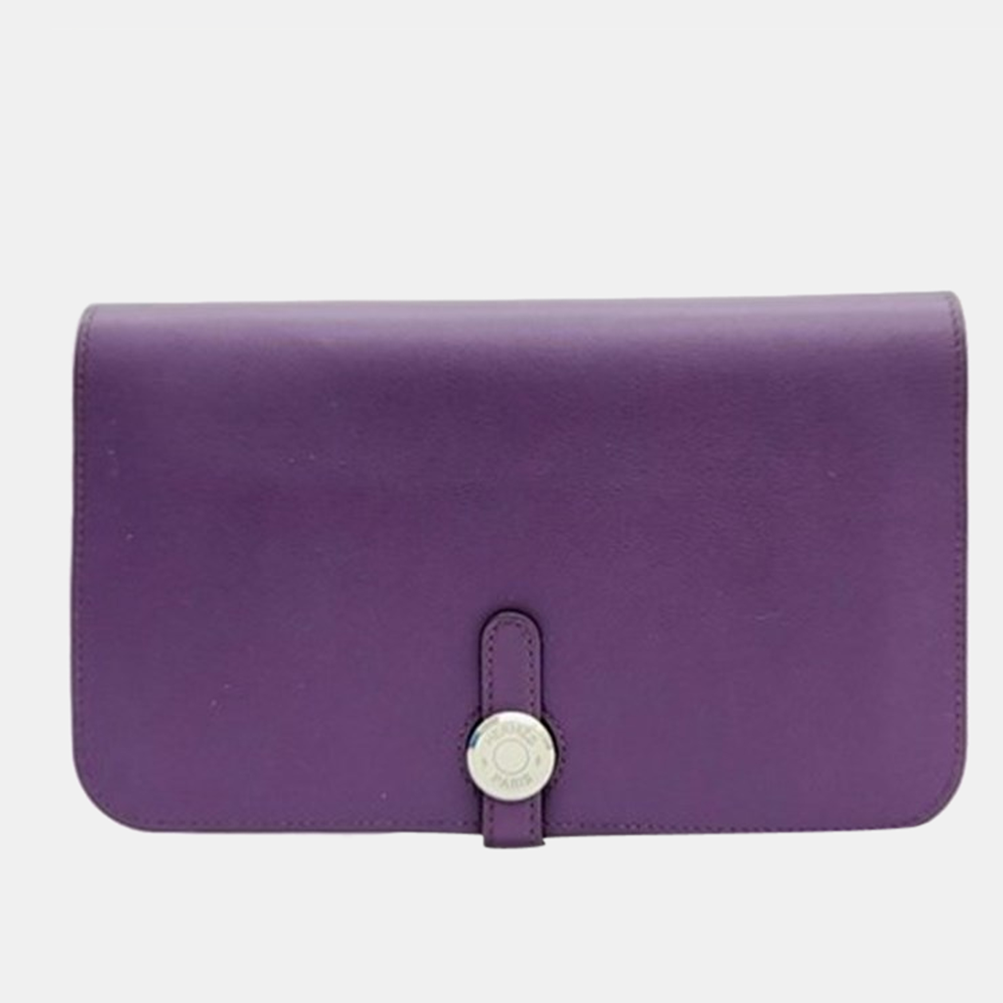 Pre-owned Hermes Leather Dogon Wallet In Purple