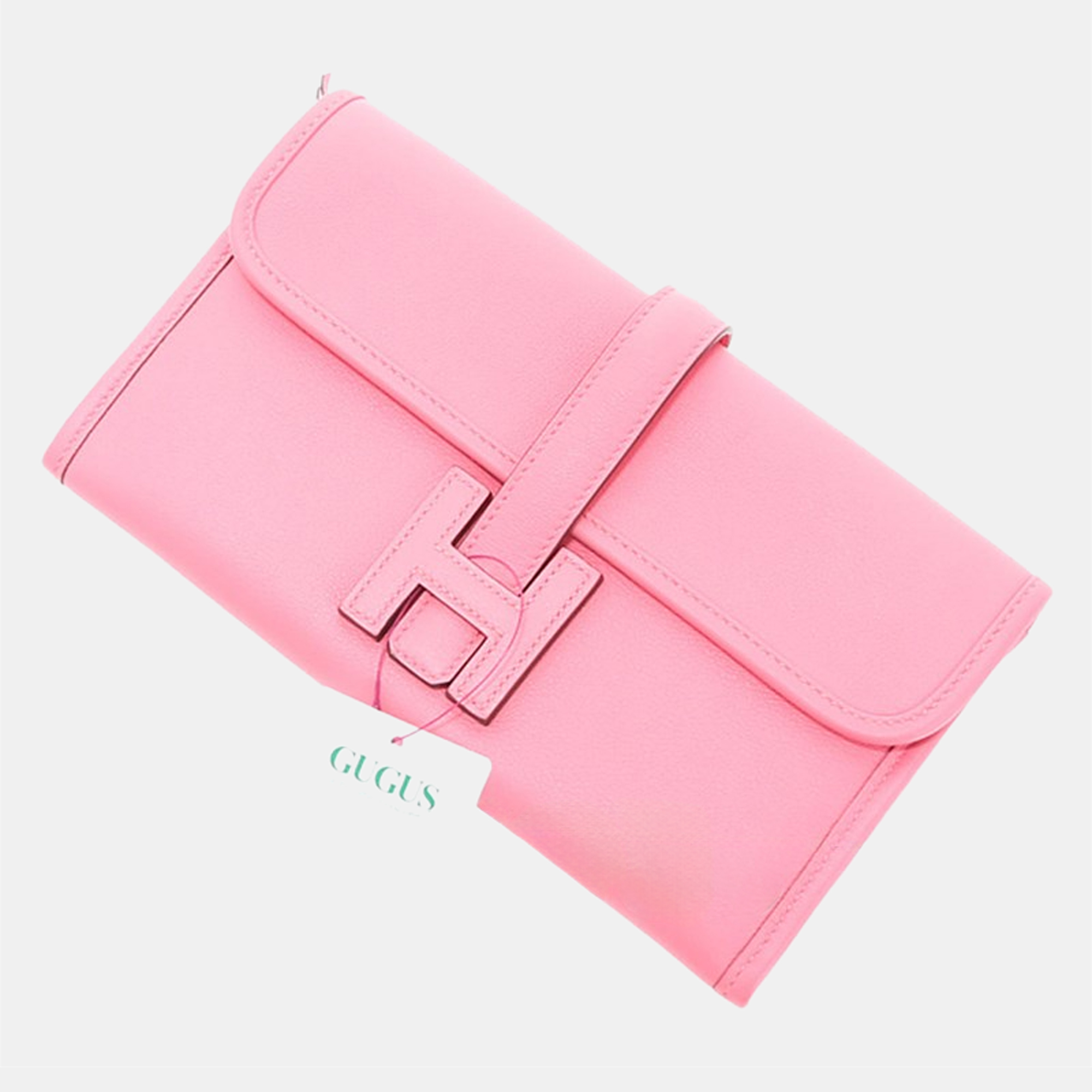 

Hermes Pink Swift Leather Mini Jige Duo Clutch