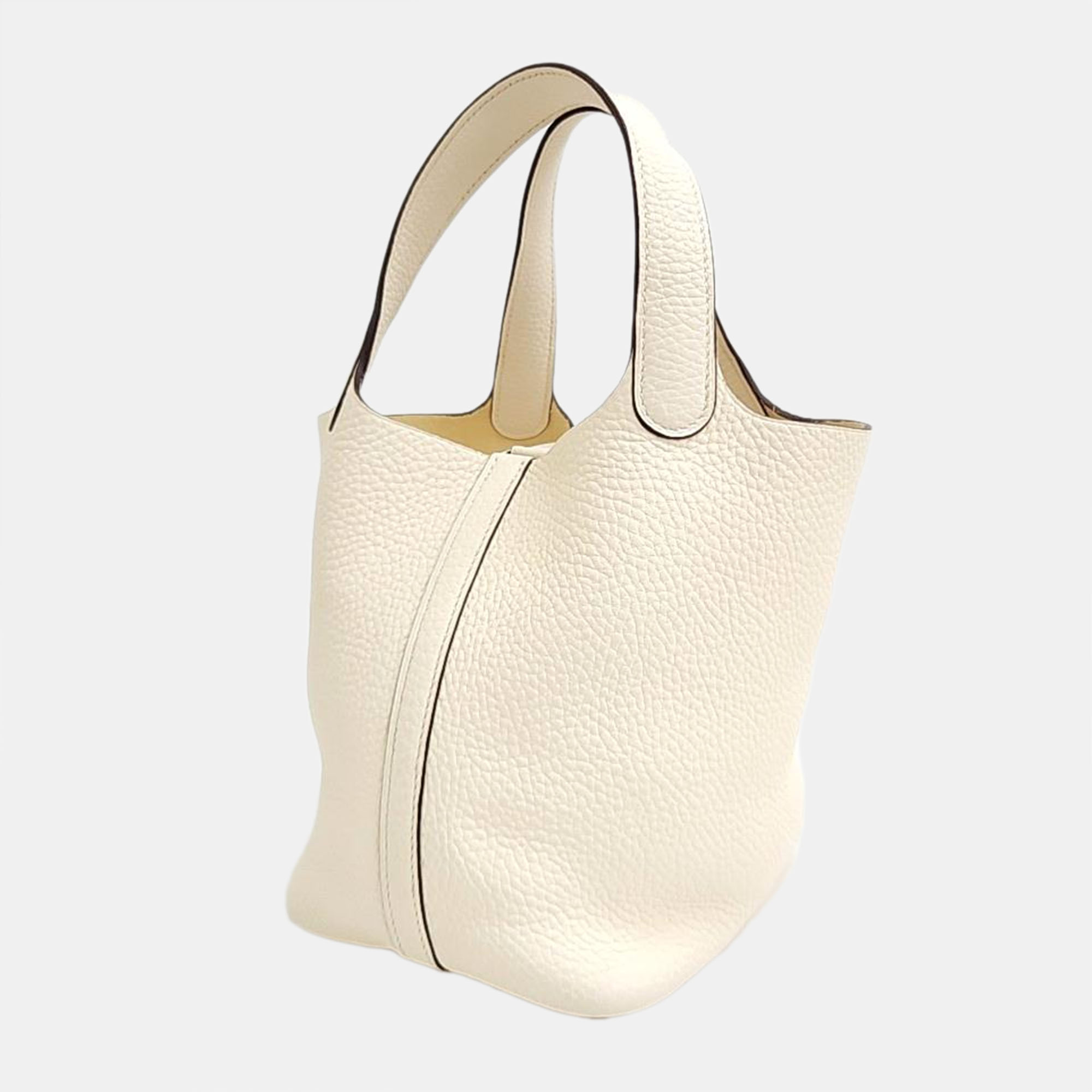 

Hermes White Clemence Leather Picotin Lock 18 Tote Bag