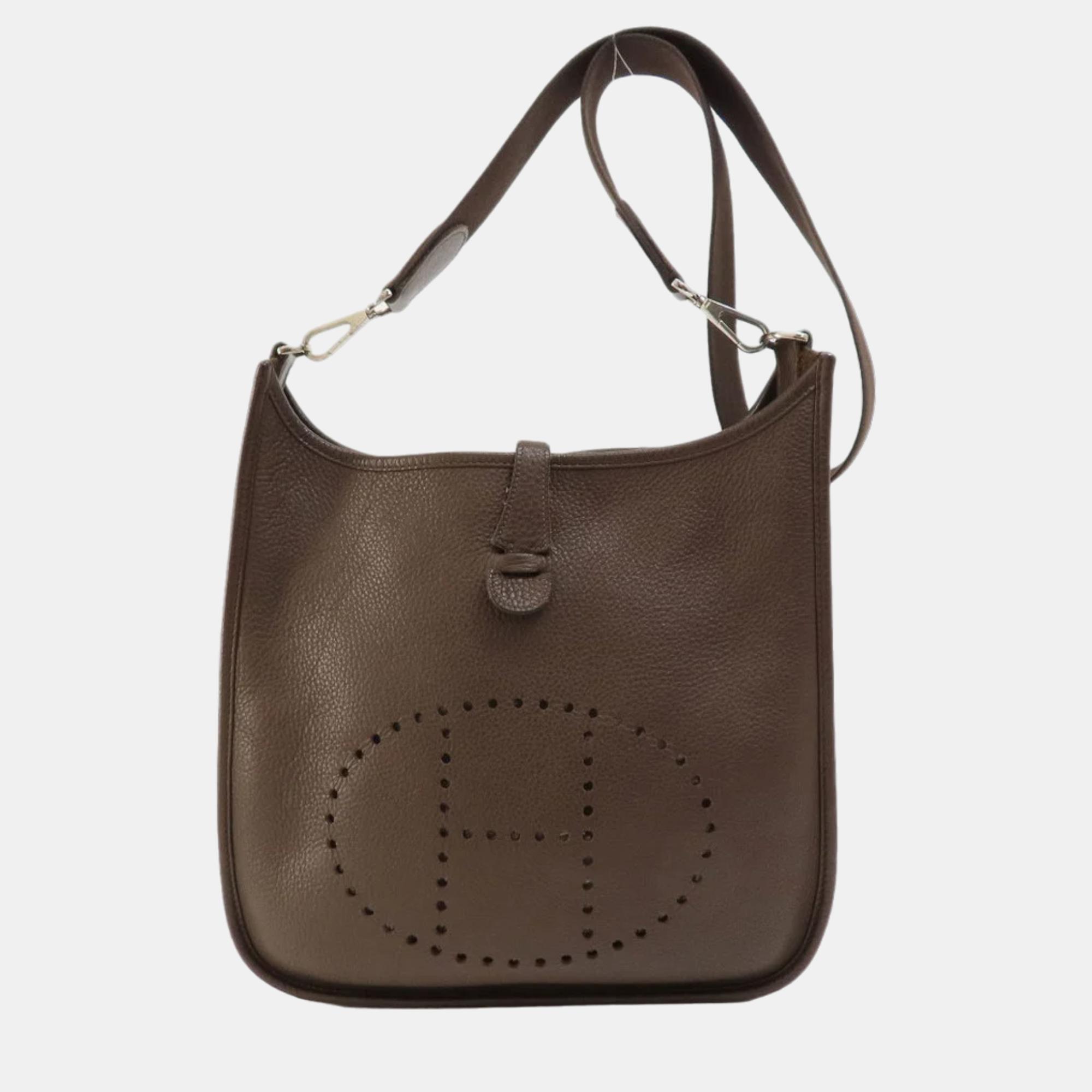 

Hermes Evelyn 2 PM Brown Shoulder Bag Taurillon Women's HERMES