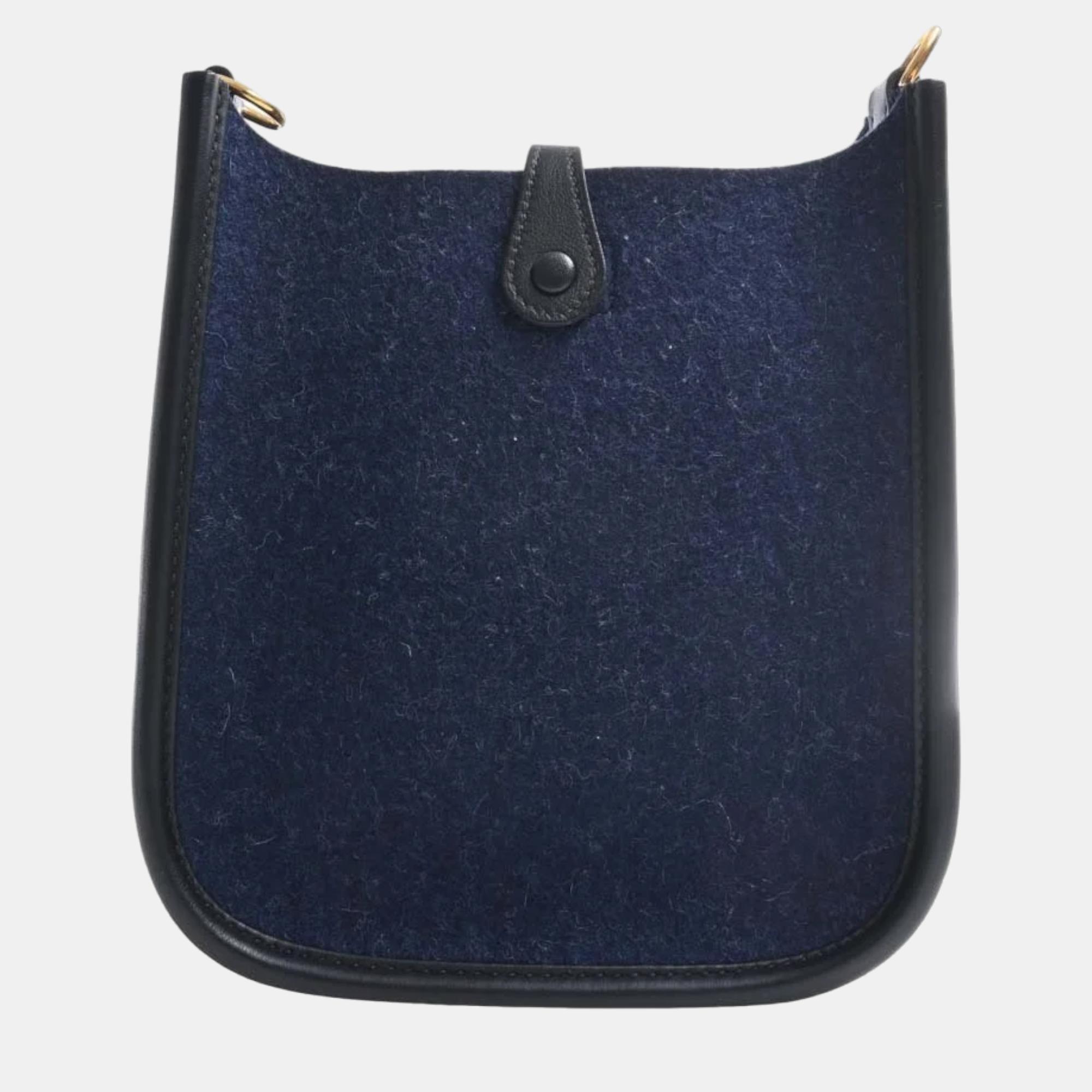 

HERMES Swift Felt Evelyn TPM Shoulder Bag Navy Ladies, Navy blue