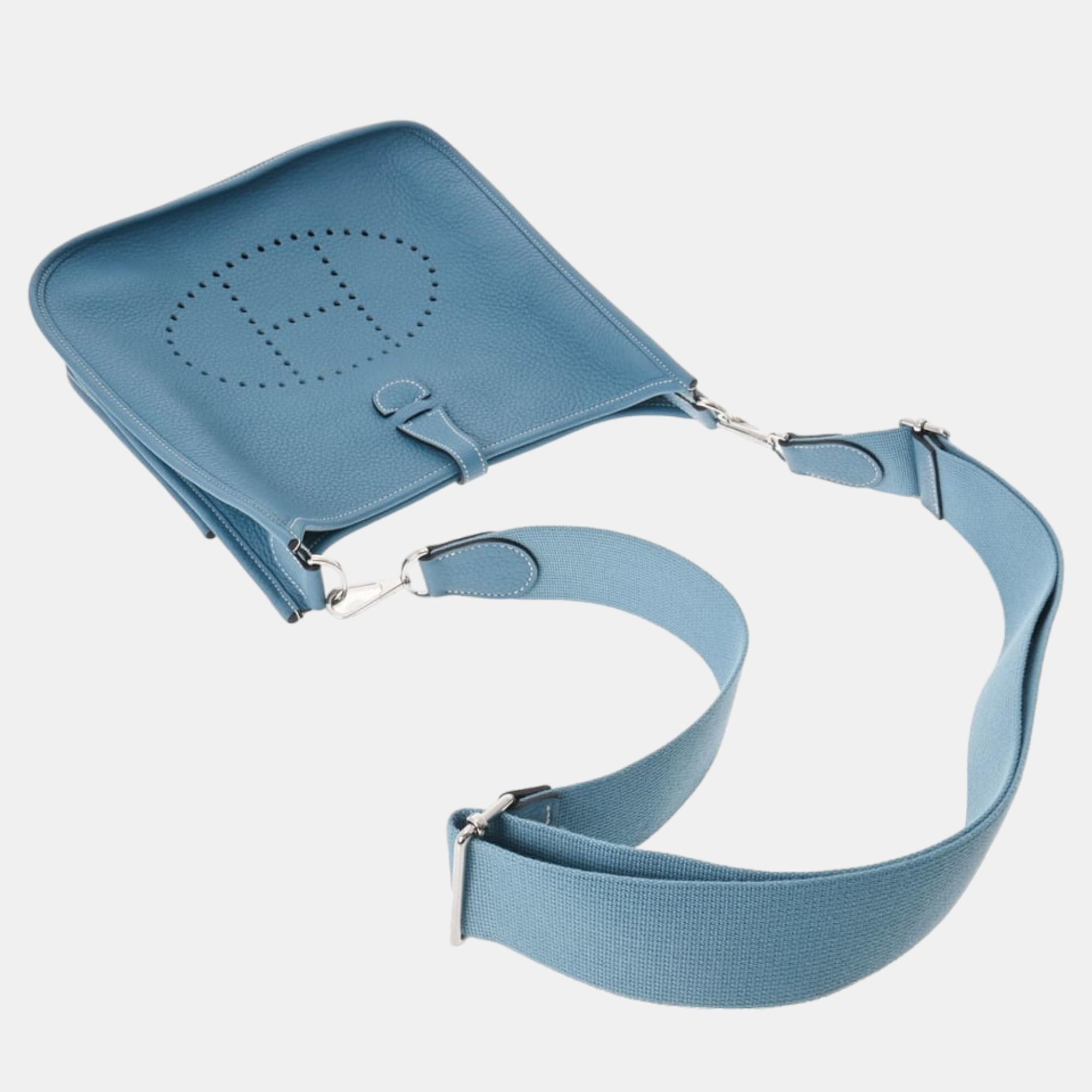 

HERMES Evelyn 3 PM Blue Jean Palladium hardware T stamp (circa 2015) Women's Taurillon Clemence shoulder bag