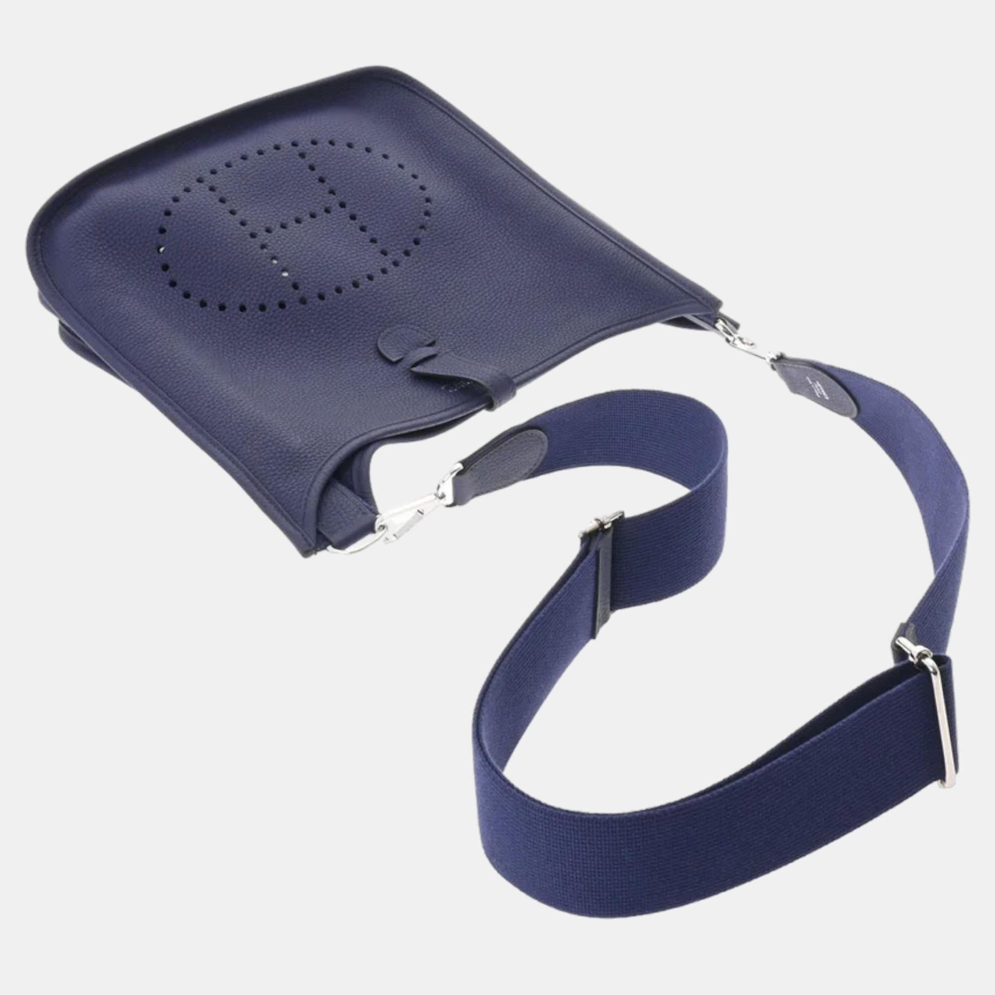 

HERMES Evelyn 3 PM Blue Ankle Palladium Hardware D Engraved (around 2019) Women's Taurillon Clemence Shoulder Bag