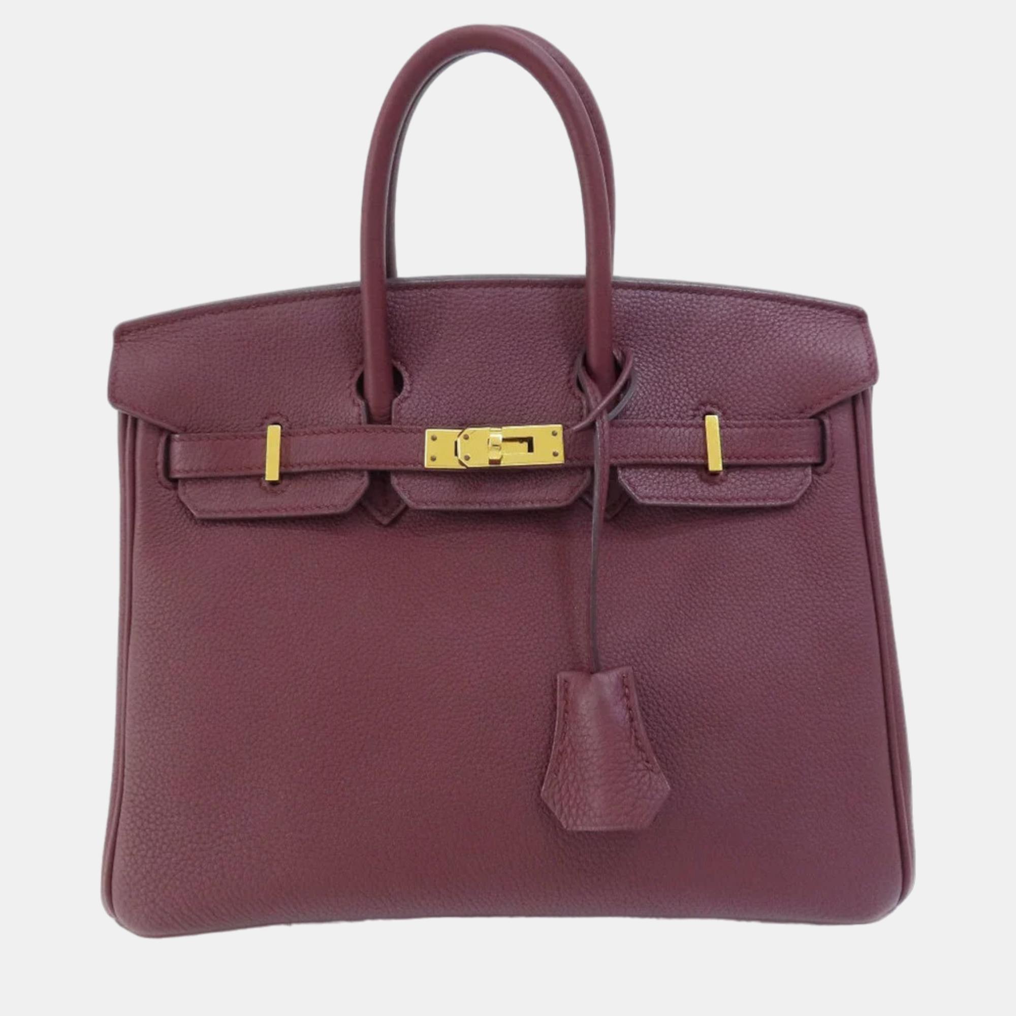 Pre-owned Hermes Birkin 25 Bordeaux Handbag Togo Women's In Purple