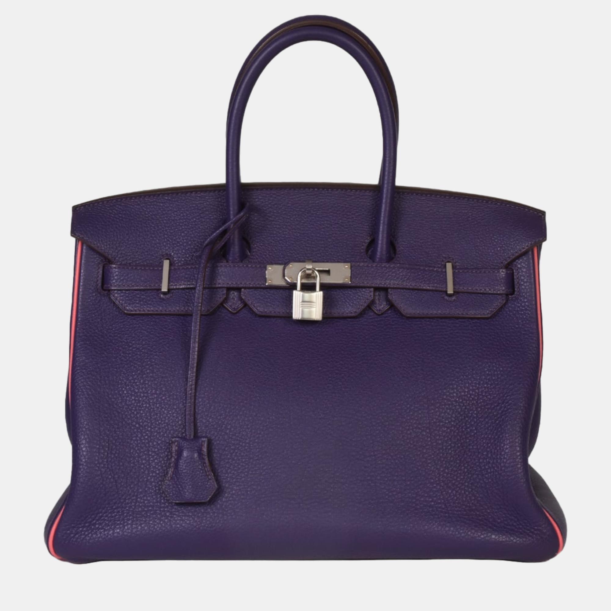 Pre-owned Hermes Birkin 35 Bicolor Special Order (manufactured In 2013) Togo Purple X Pink Handbag