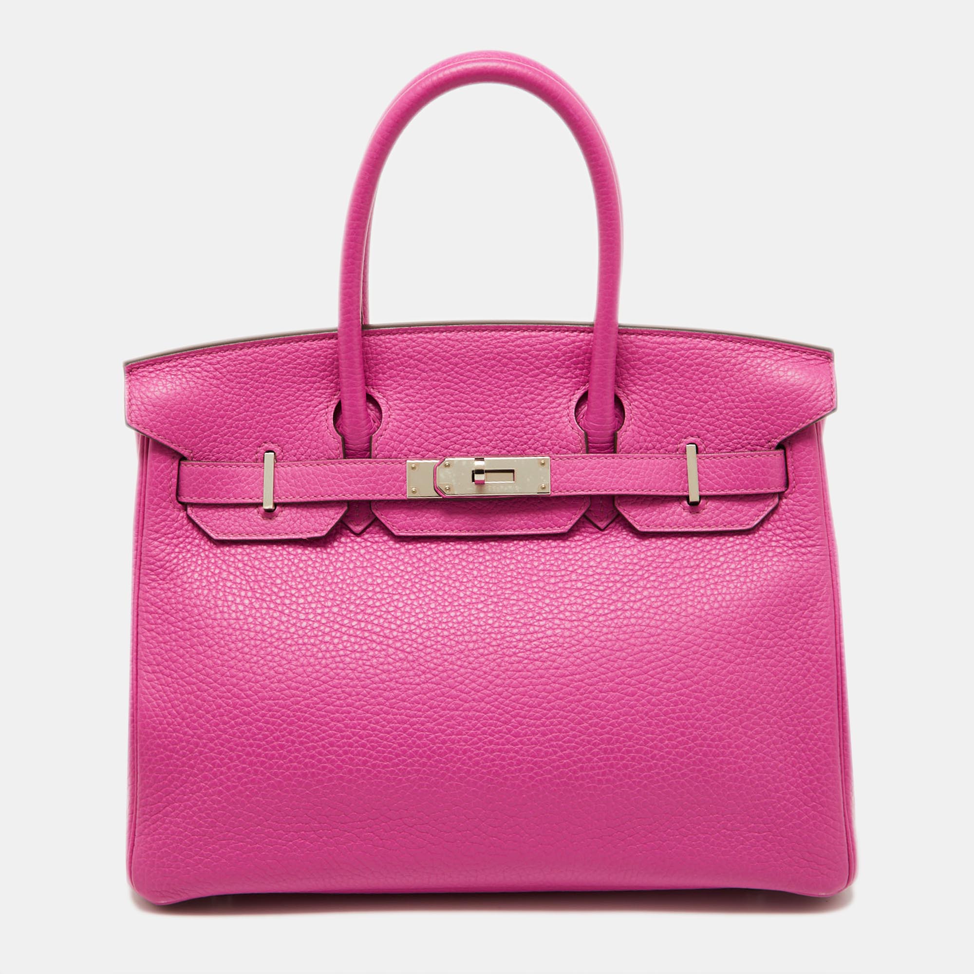 Pre Owned Hermès Magnolia Taurillon Clemence Leather Palladium Finish Birkin 30 Bag