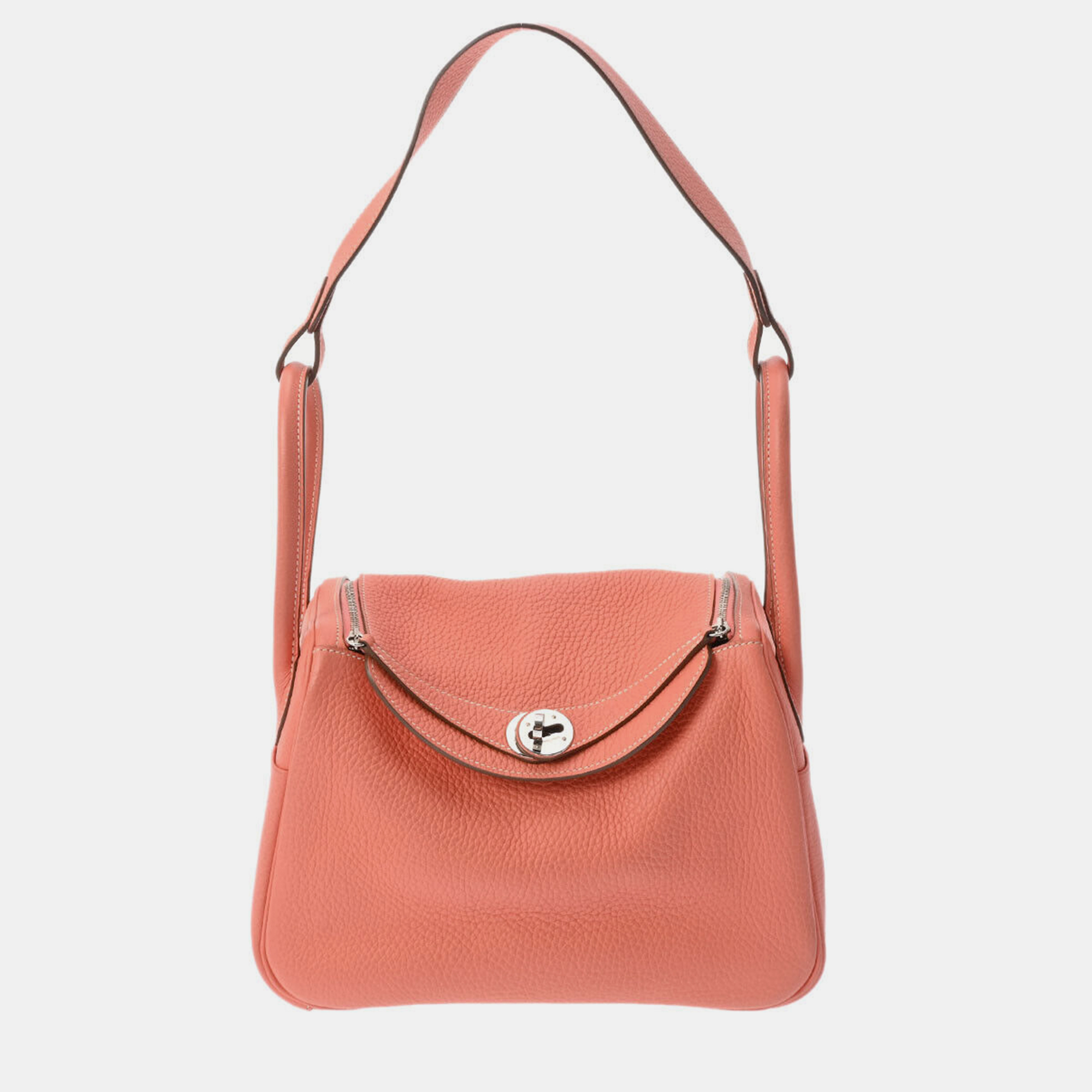 Pre-owned Hermes Pink Clemence Leather Lindy 26 Shoulder Bag