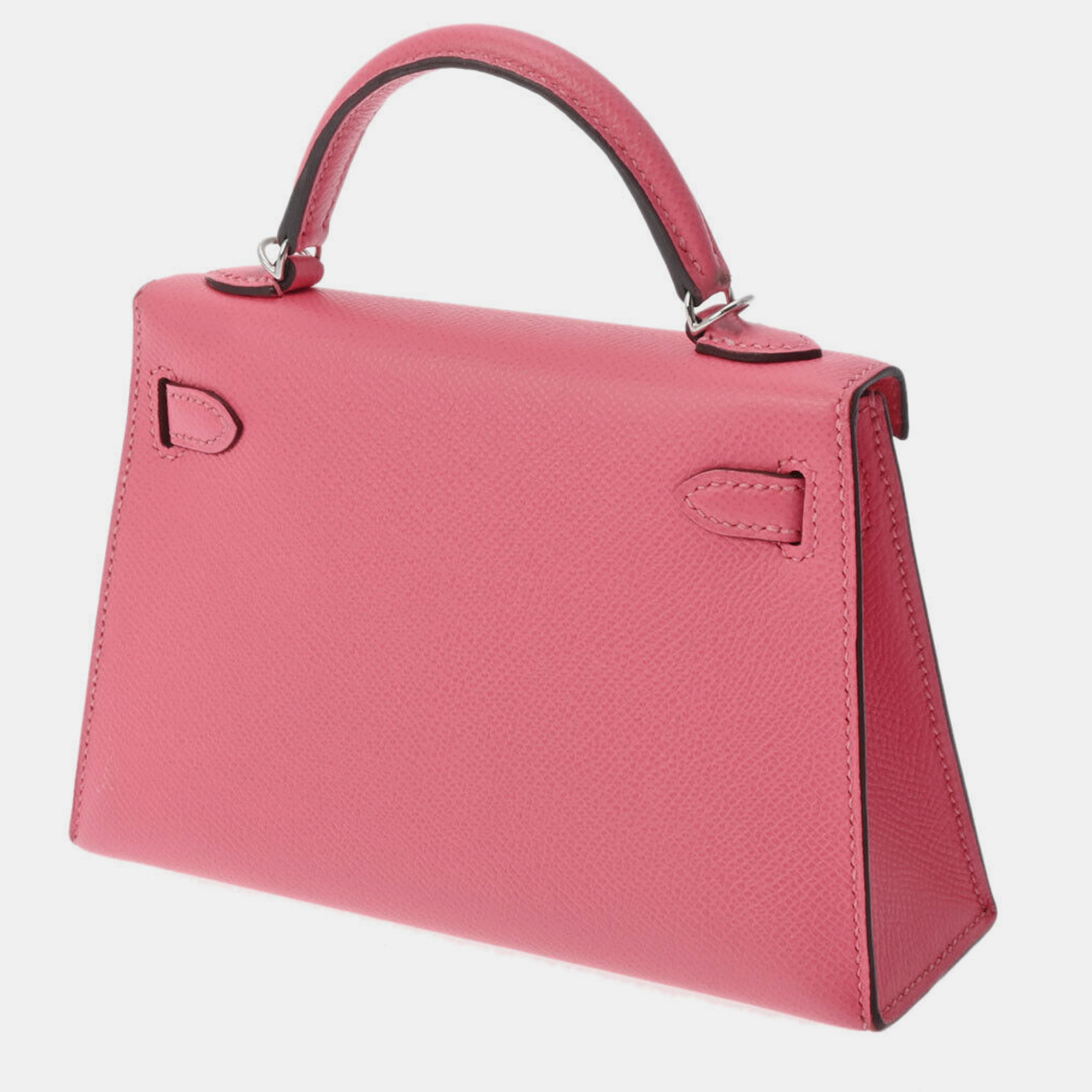 

Hermes Pink Epsom Leather Palladium Hardware Mini Kelly II Sellier 20 Clutch Bag