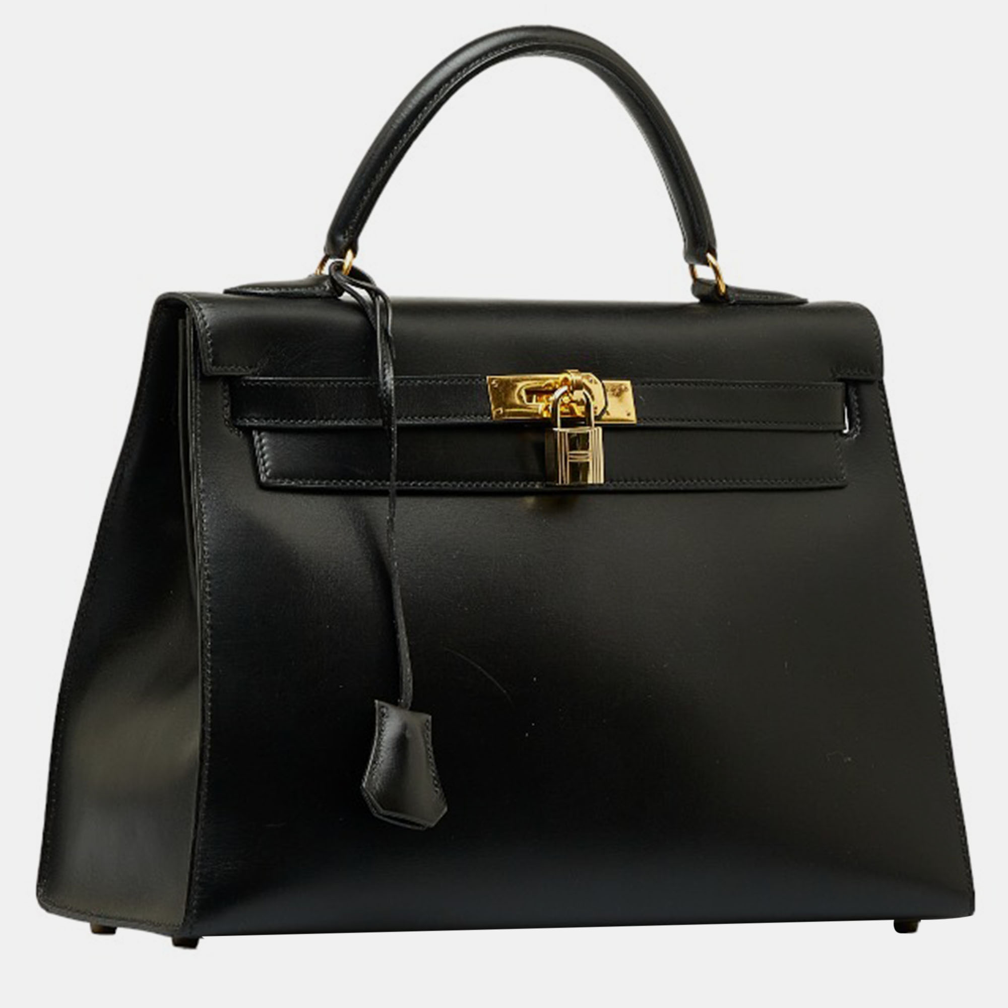 

Hermes Black Box Calf Leather Gold Hardware Kelly 32 Sellier Bag