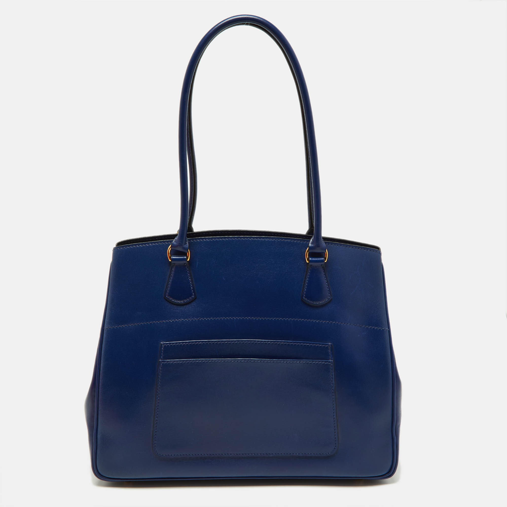 Pre Owned Hermes Bleu Box Leather LA Tote
