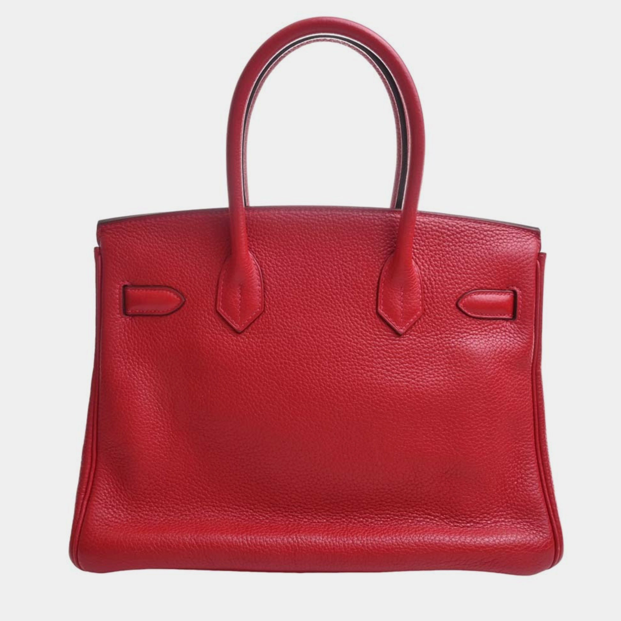 

HERMES Taurillon Clemence Birkin 30 Handbag Red Ladies