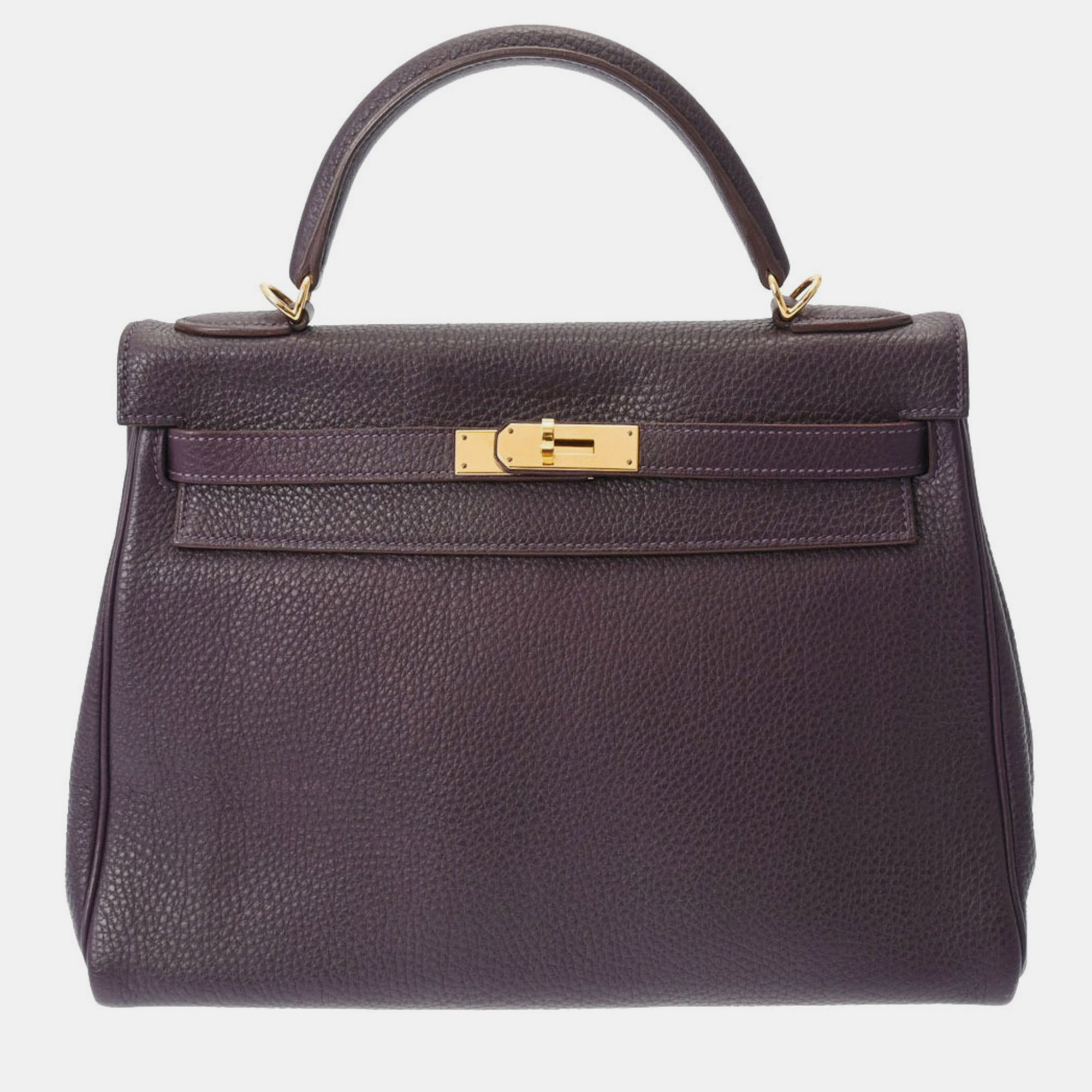 

HERMES Kelly 32 Inner Stitch Cassis □Q Engraved (around 2013) Women's Taurillon Clemence Bag, Brown