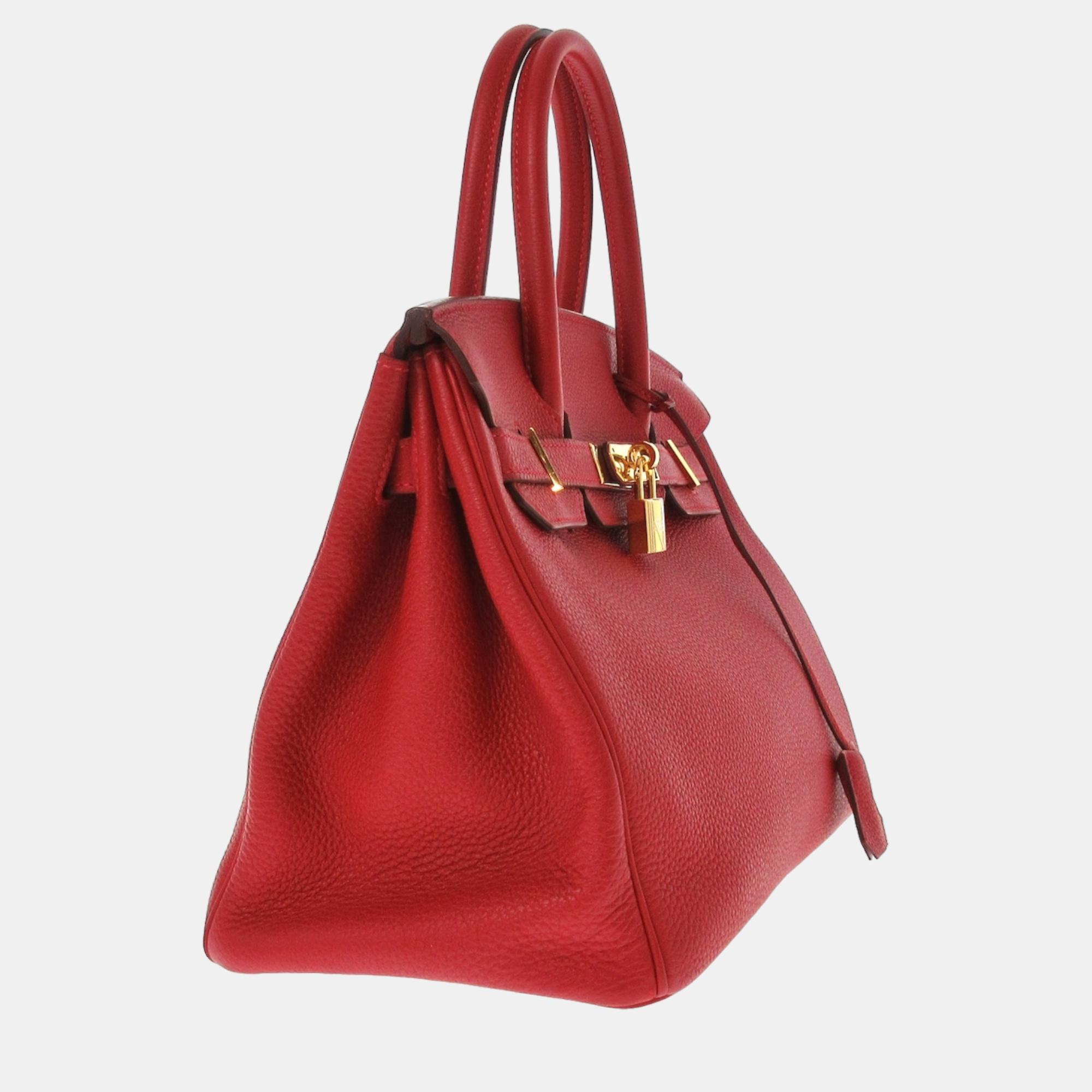 

Hermes Red Togo Leather Birkin 30 Tote Bag