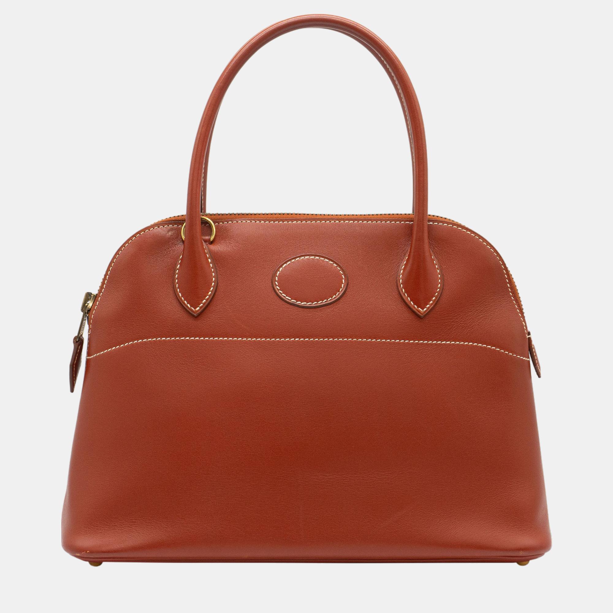 

Hermès Vintage Bolide 27 in Brique Box Leather with GHW Bag, Brown