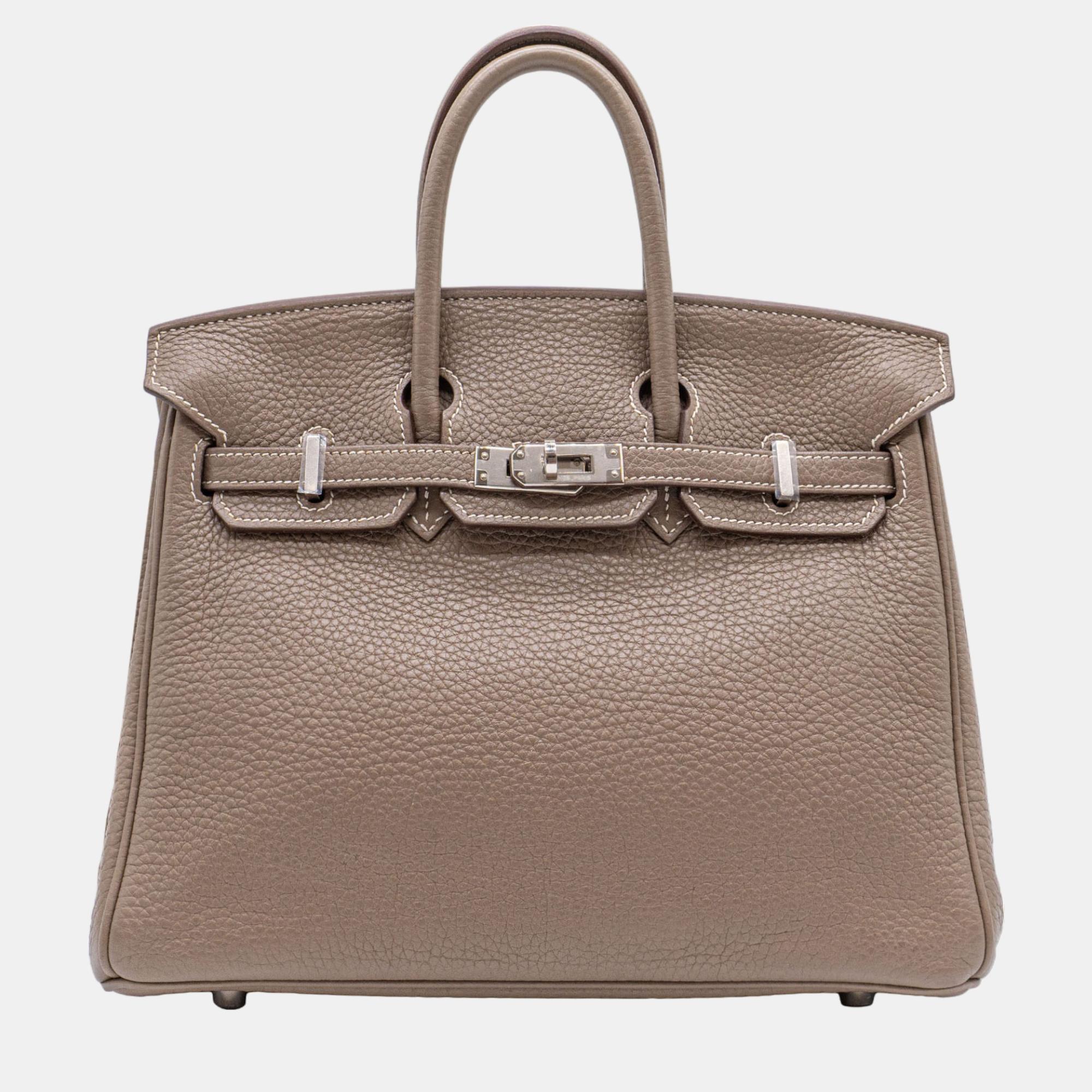 Pre-owned Hermes Hermès Birkin 25 Etoupe Togo With Phw Bag In Grey