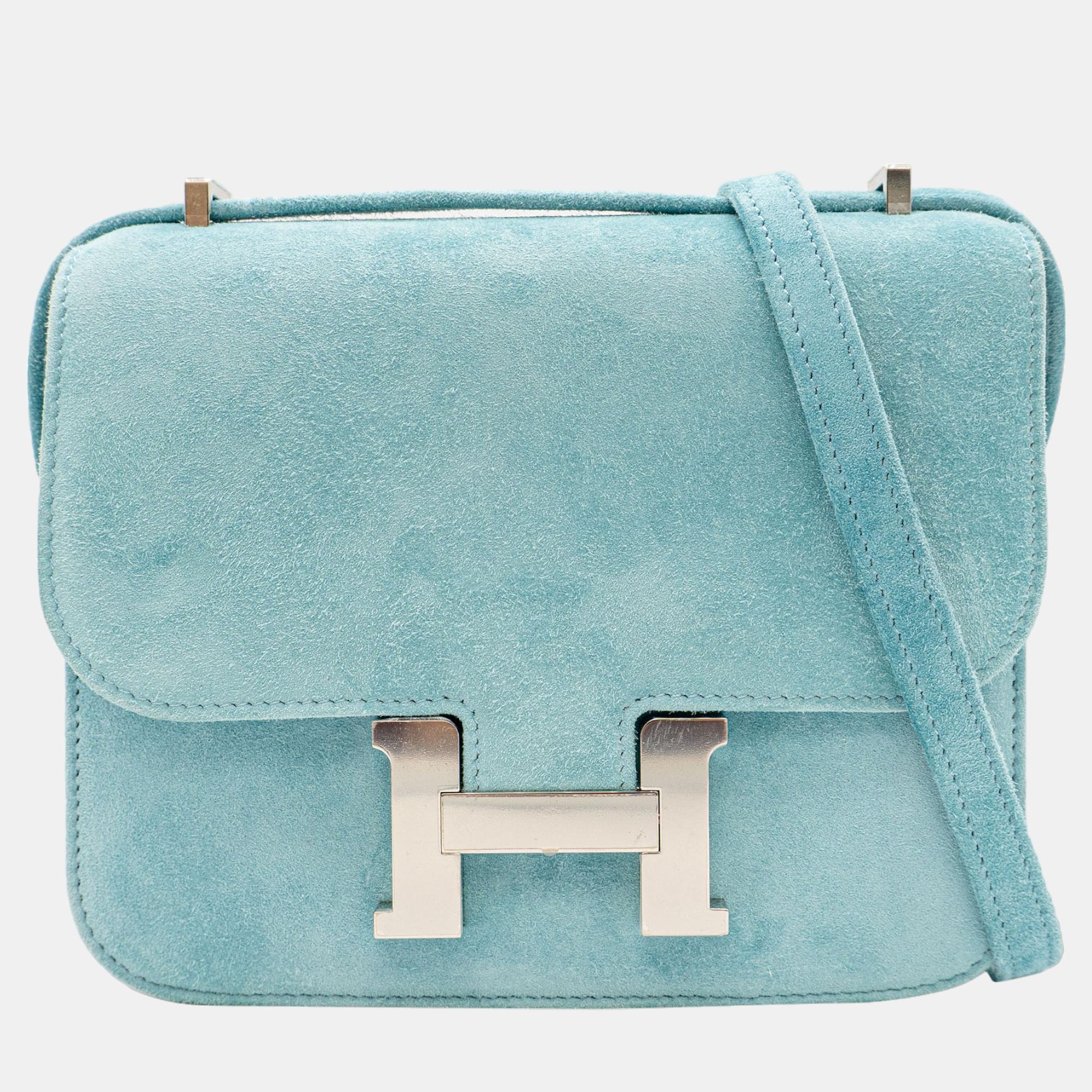 Pre-owned Hermes Hermès Doblis Constance 18 In Bleu Atoll With Phw Bag In Blue