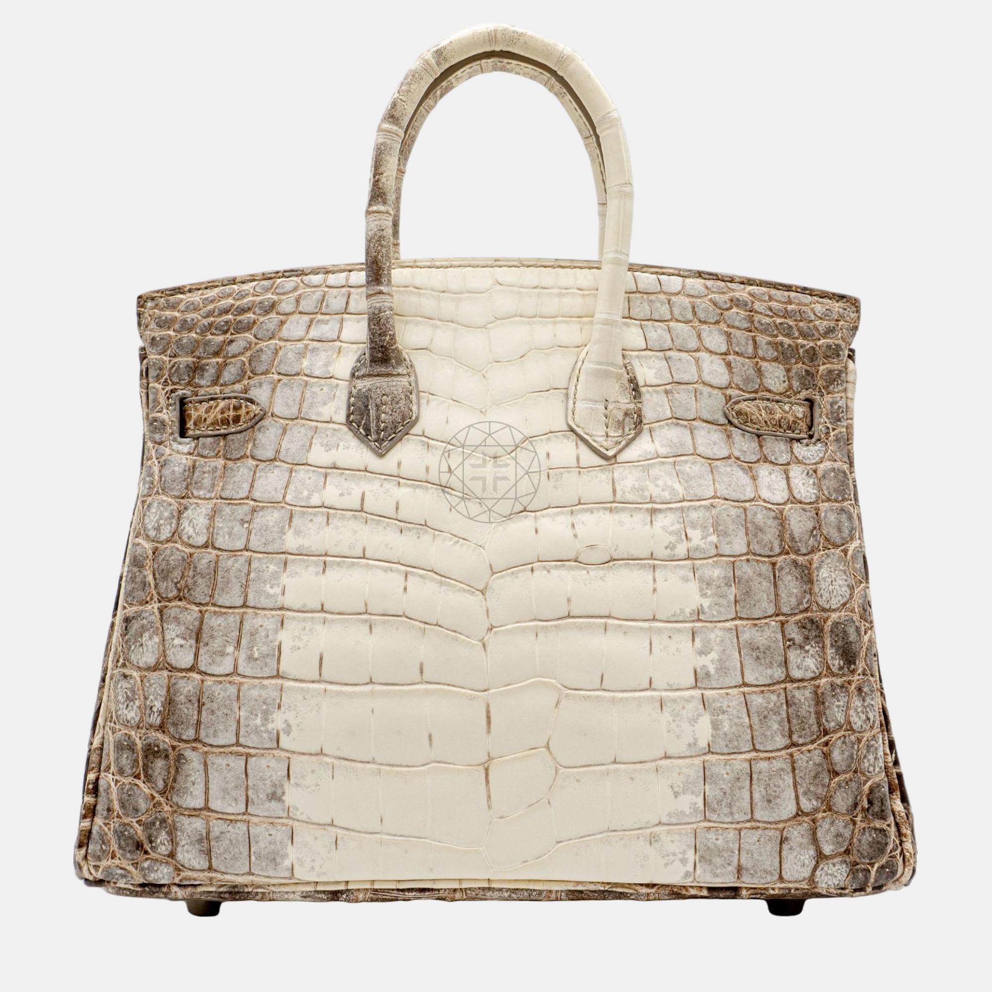 

Hermès Birkin 25 in Niloticus Himalayan Crocodile Skin with PHW Bag, Brown