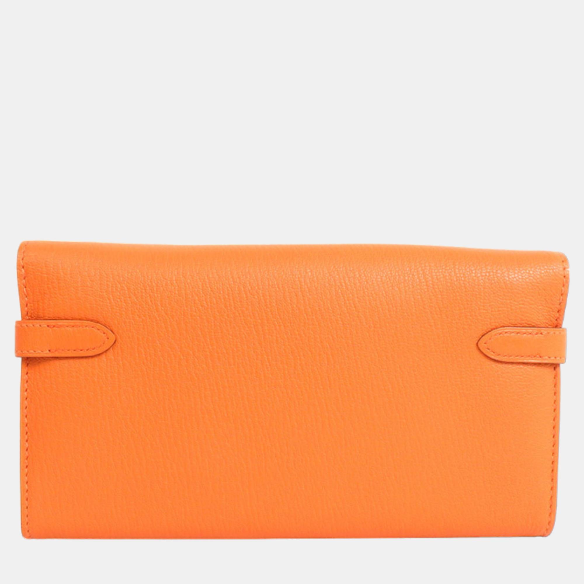 

Hermes Long Wallet Kelly Chevre Misor Orange Unisex