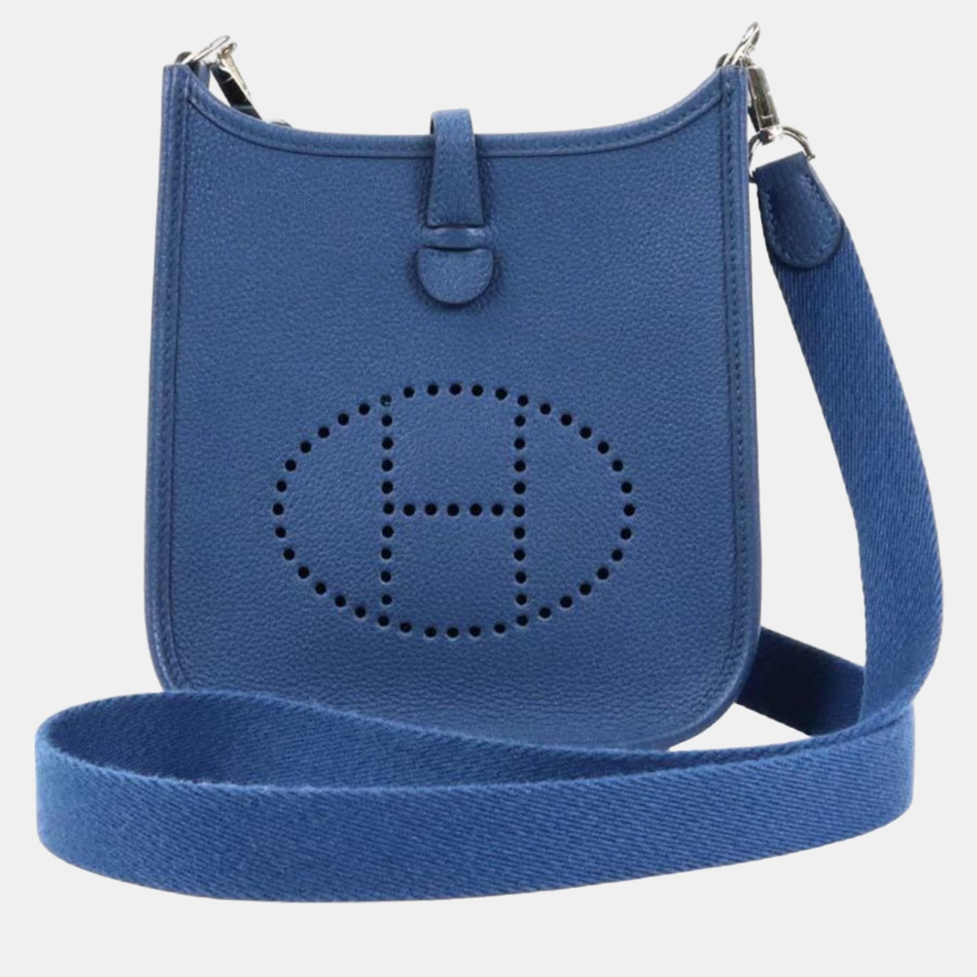 Pre-owned Hermes Shoulder Bag Evelyn Tpm Taurillon Clemence Estimated Deep Blue Ladies