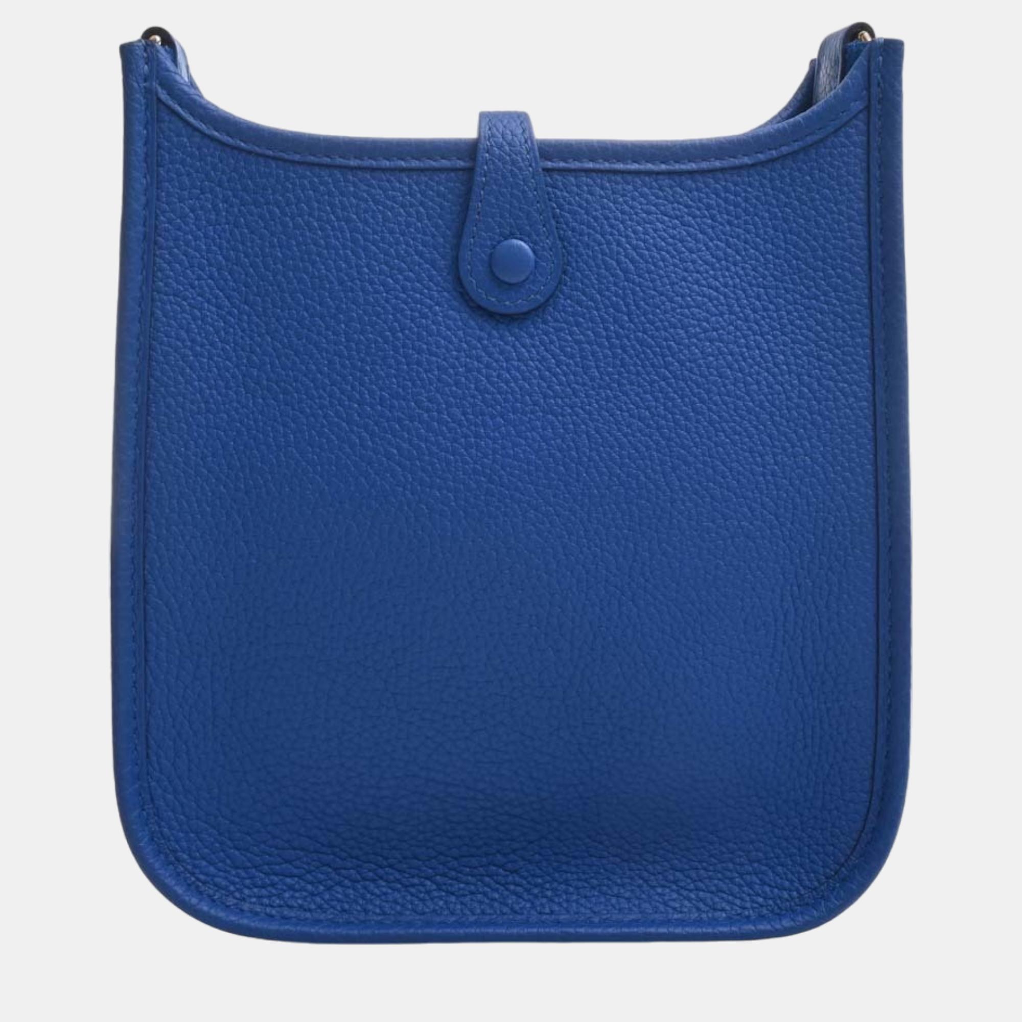 

HERMES Taurillon Clemence Evelyn TPM Shoulder Bag Blue Ladies