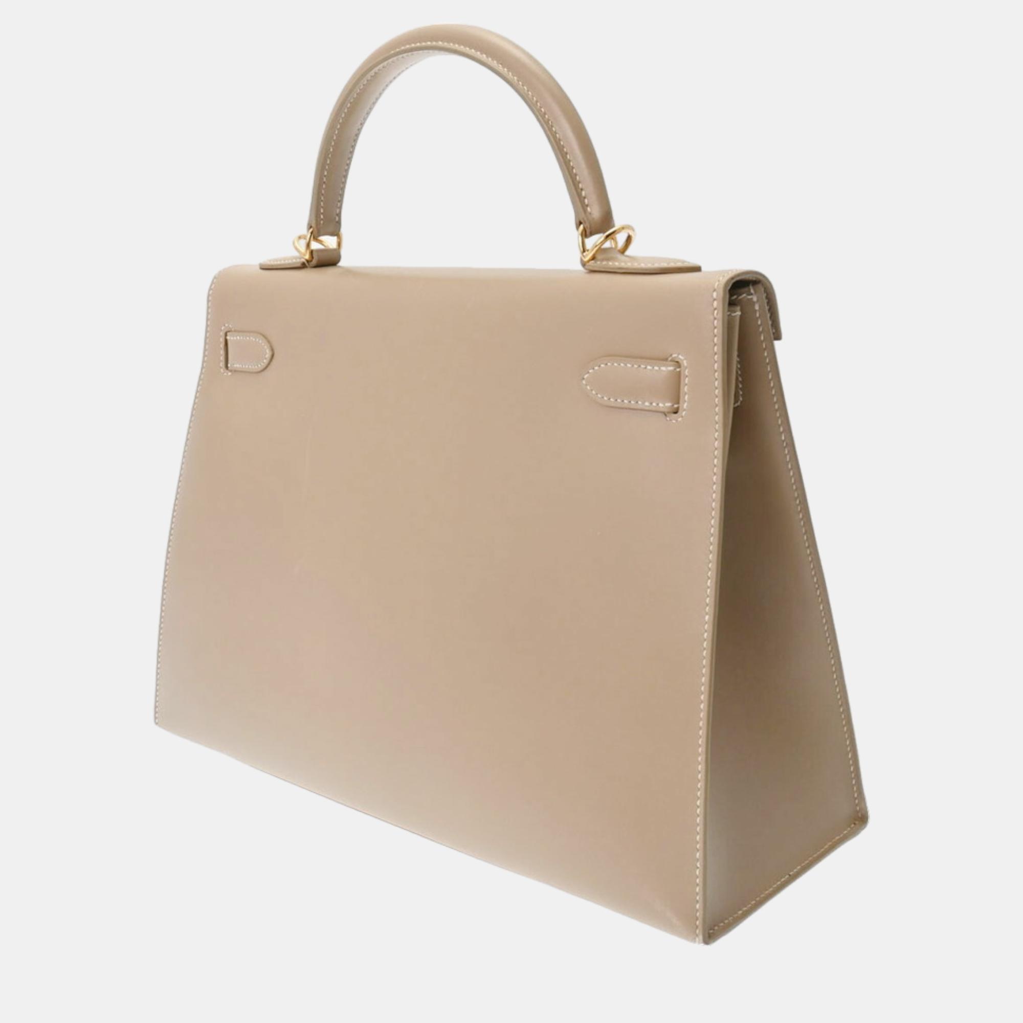 

HERMES Kelly 32 Outside stitching Beige G stamp (around 2003) Women's box calf bag