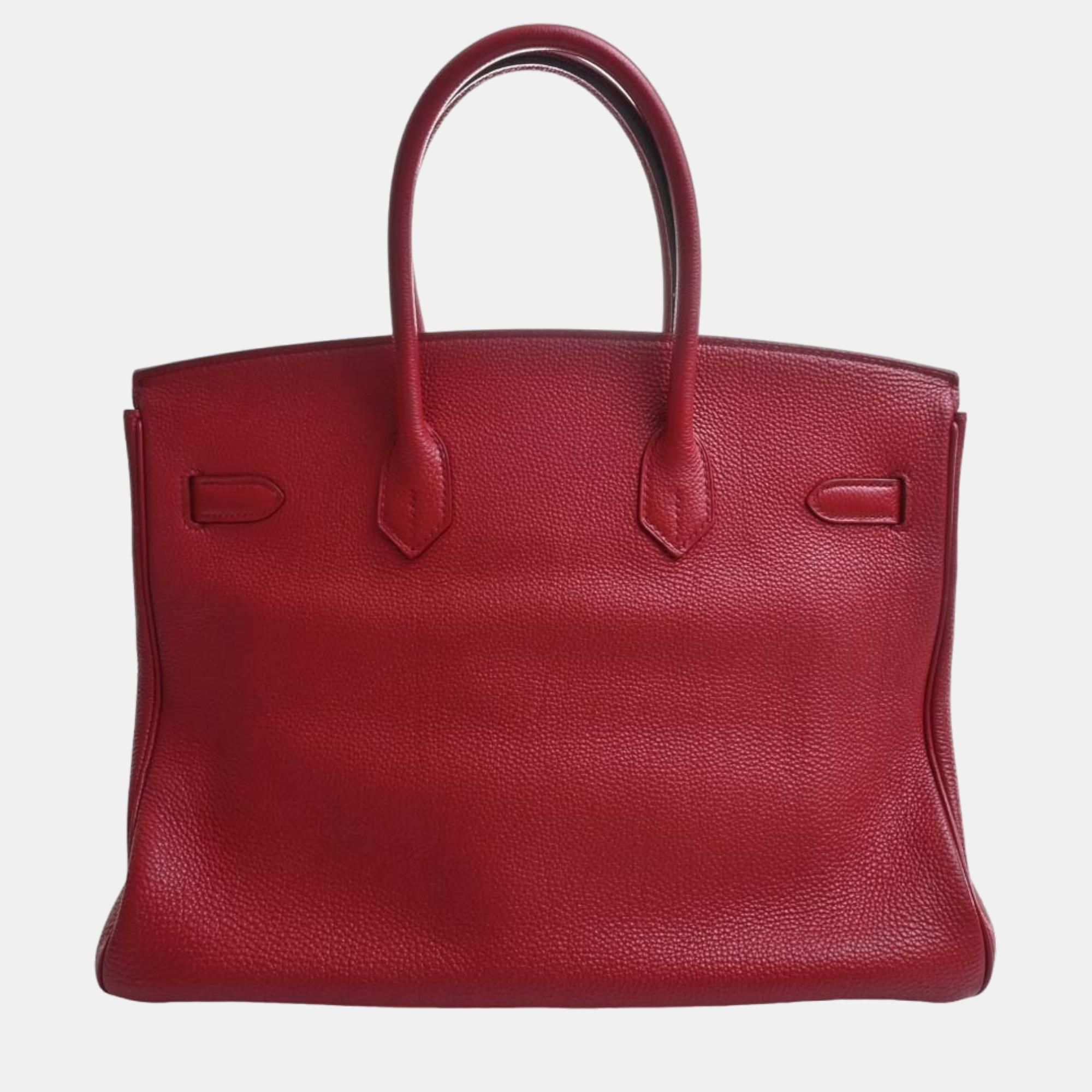 

HERMES Togo Birkin 35 Handbag Red Ladies