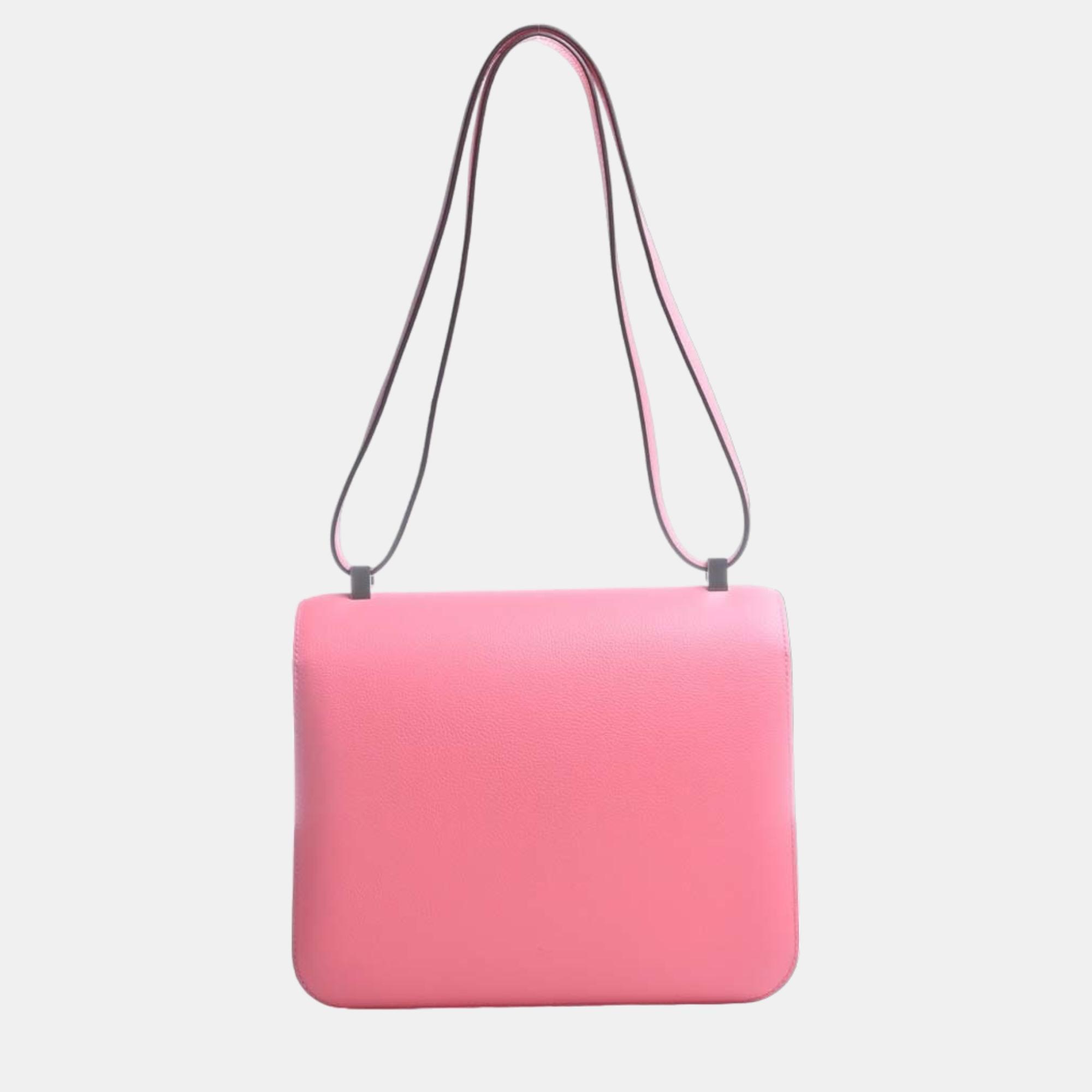 

HERMES Evercolor Constance 3 Shoulder Bag Pink Ladies
