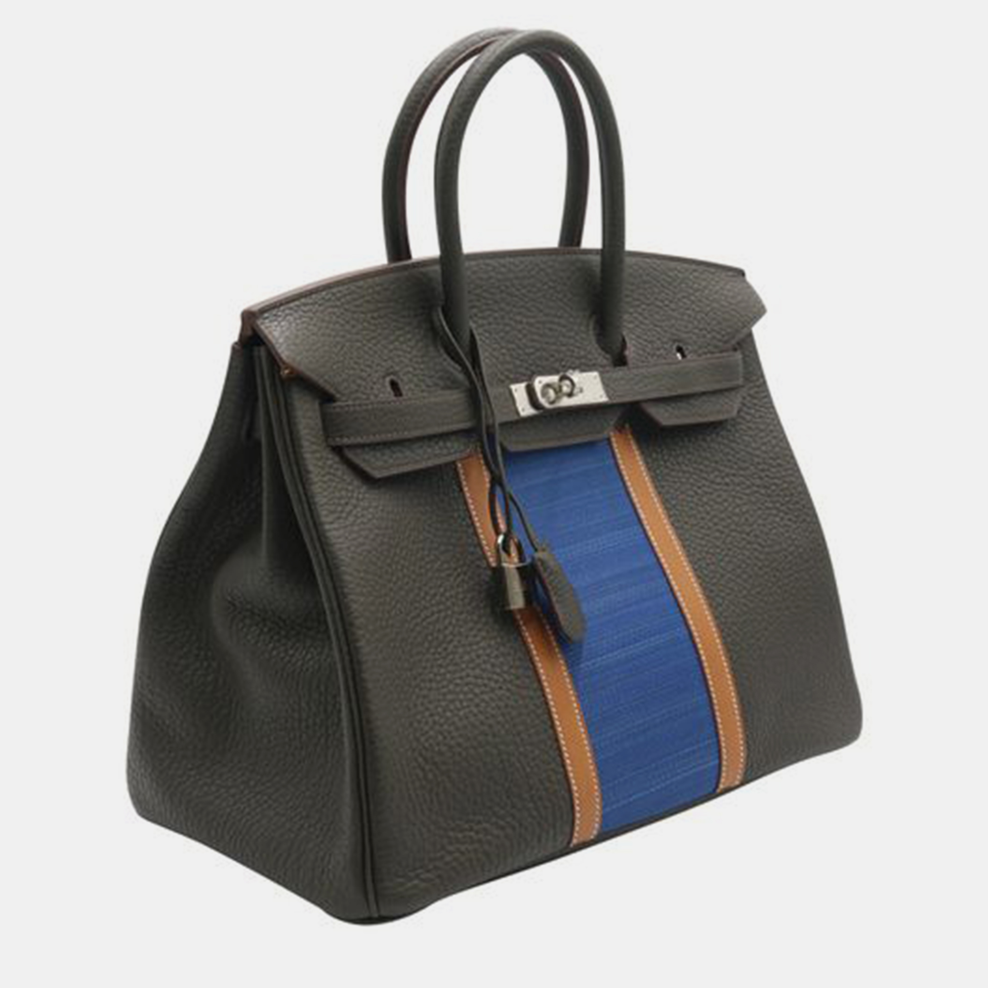 

HERMES Limited Edition Birkin Club Bag 35 Vert bronze/Blue thalassa/Fauve in Fjord/Ottomane Leather HANDBAGS, Multicolor