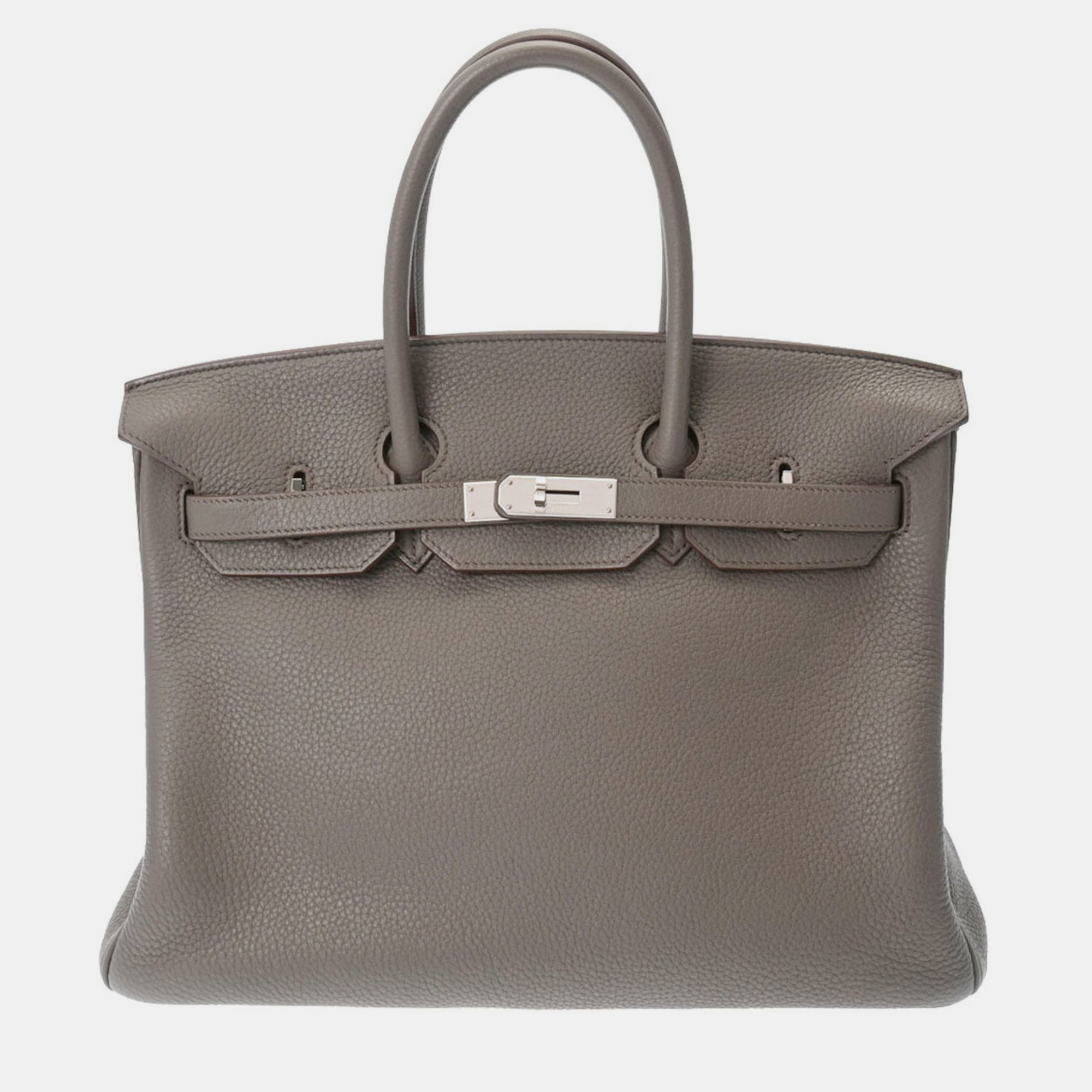 Pre-owned Hermes Birkin 35 Ethane Palladium Hardware O Stamp (circa 2011) Unisex Taurillon Clemence Handbag In Grey