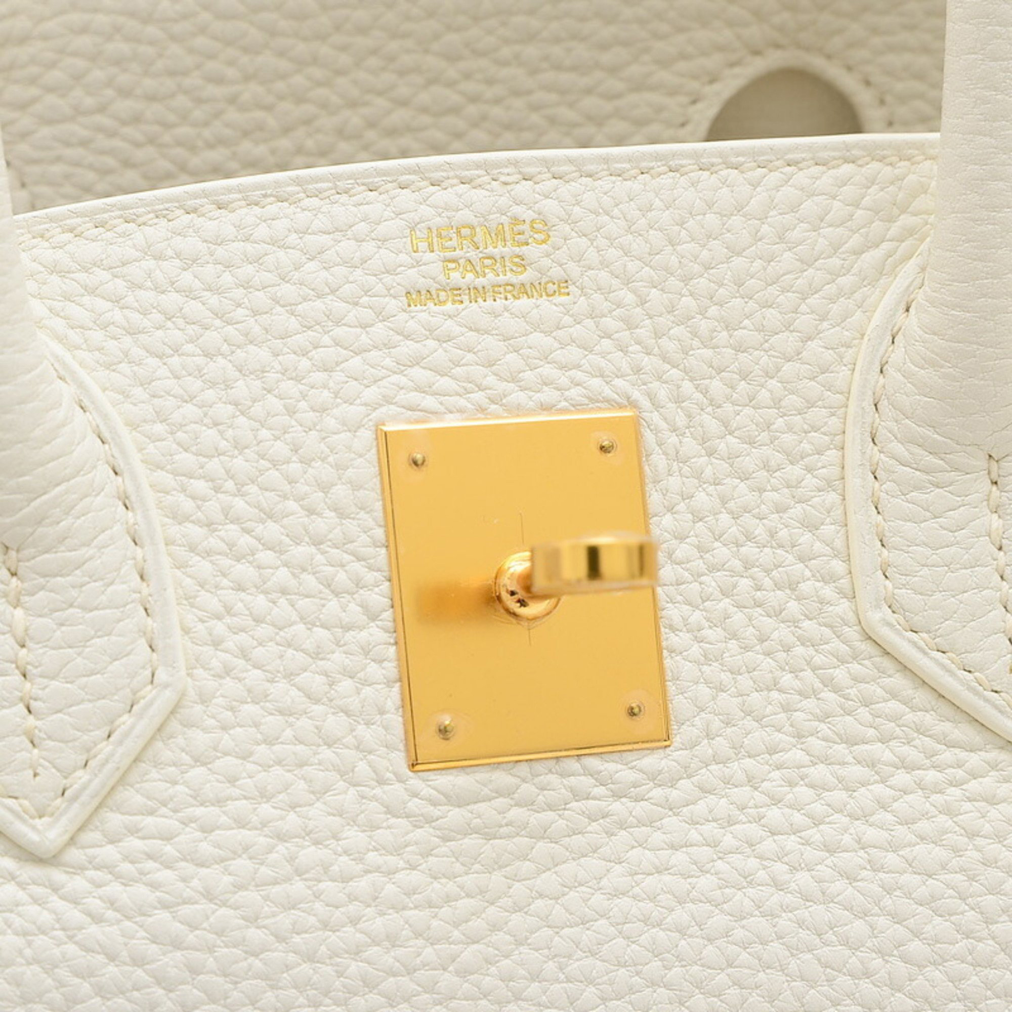 

Hermes Birkin 30 handbag Taurillon Clemence white gold hardware R engraved