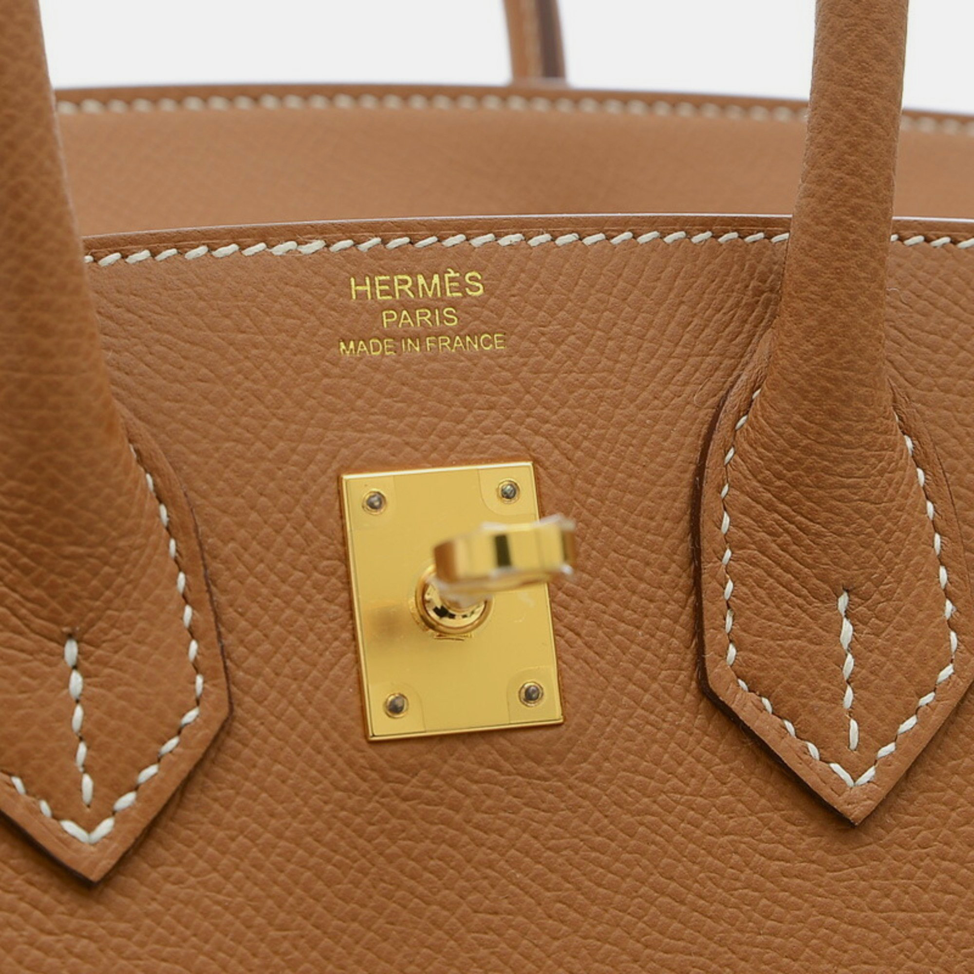 

Hermes Birkin 25 Handbag Serie Epson Gold Hardware B Stamped, Brown