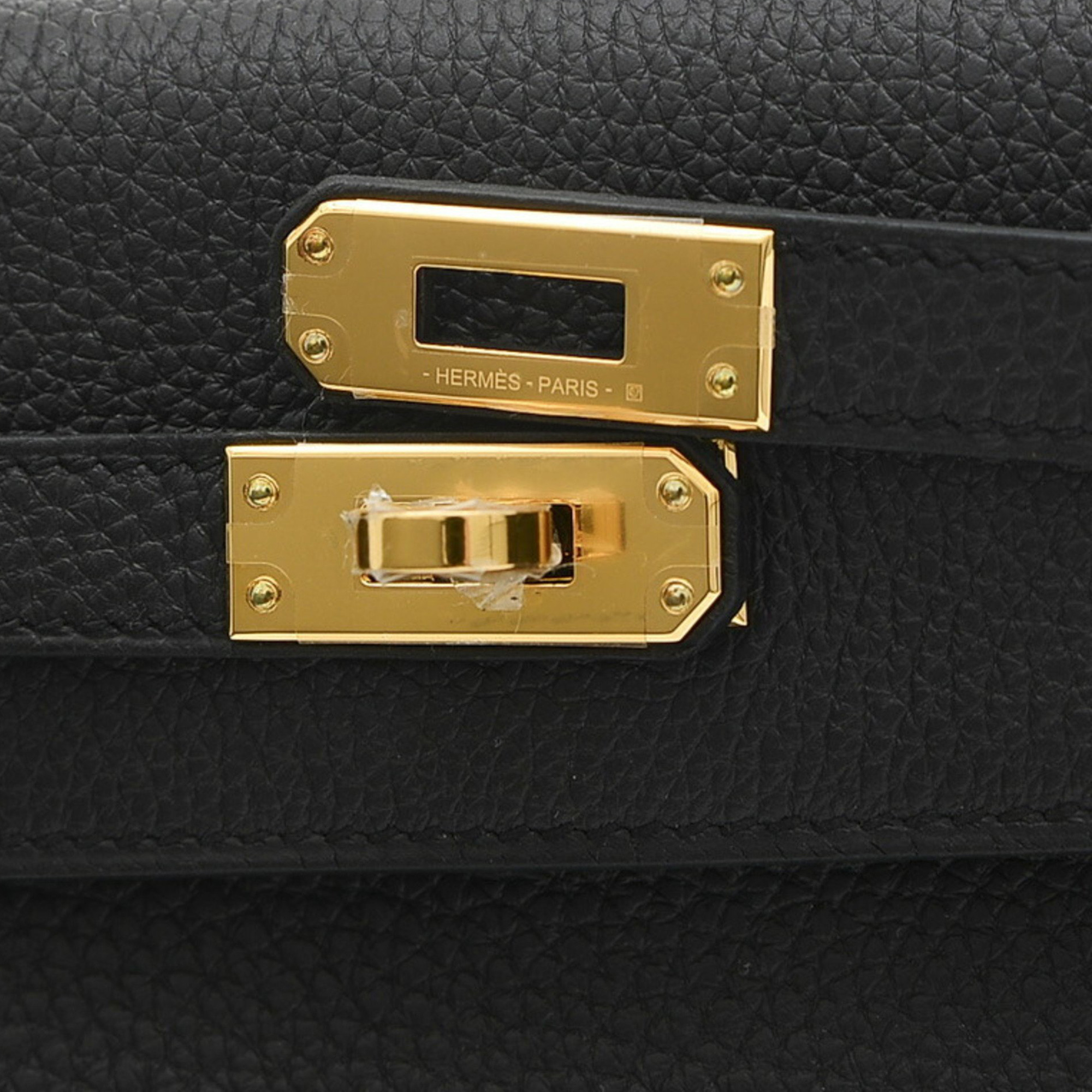 

Hermes Kelly 25 Inner Sewing Handbag Togo Black Gold Hardware B Engraved