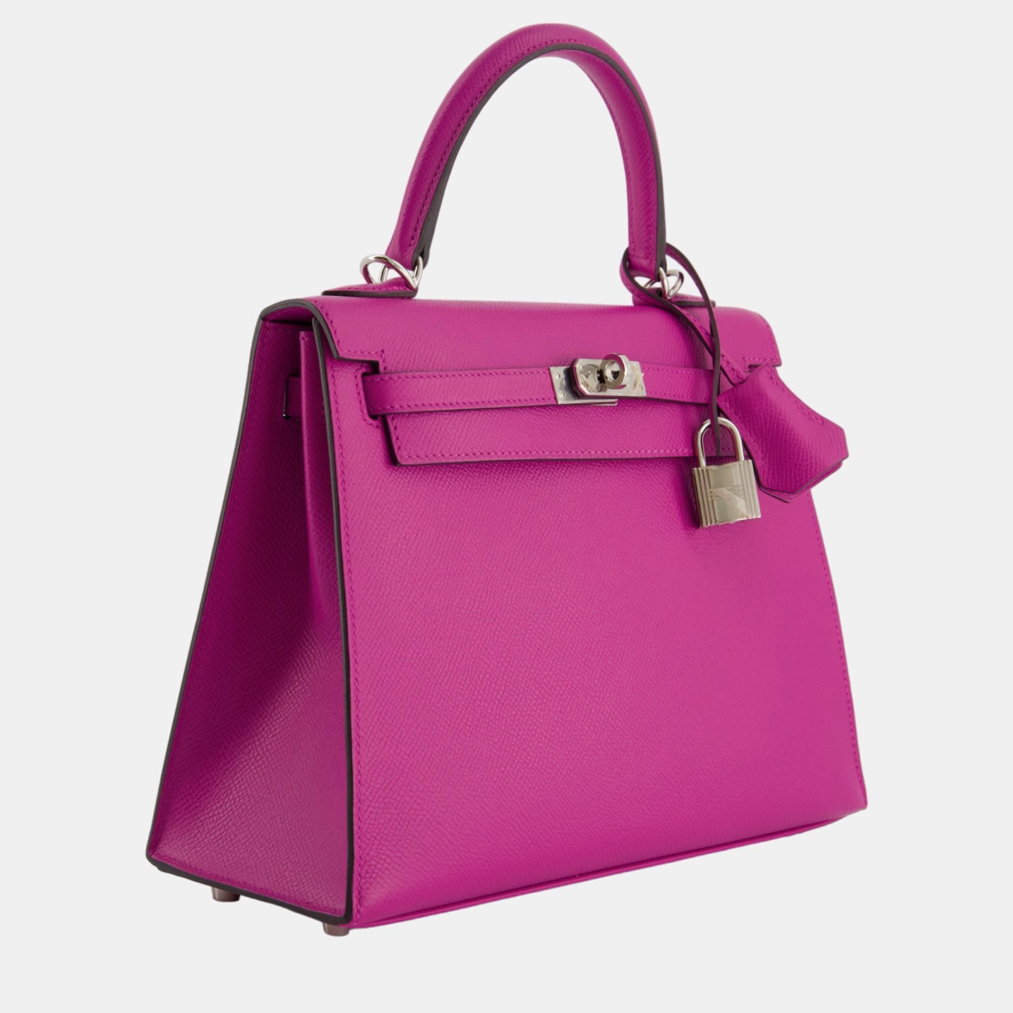 

Hermes Kelly  in Rose Pourpre Epsom Leather with Palladium Hardware, Pink