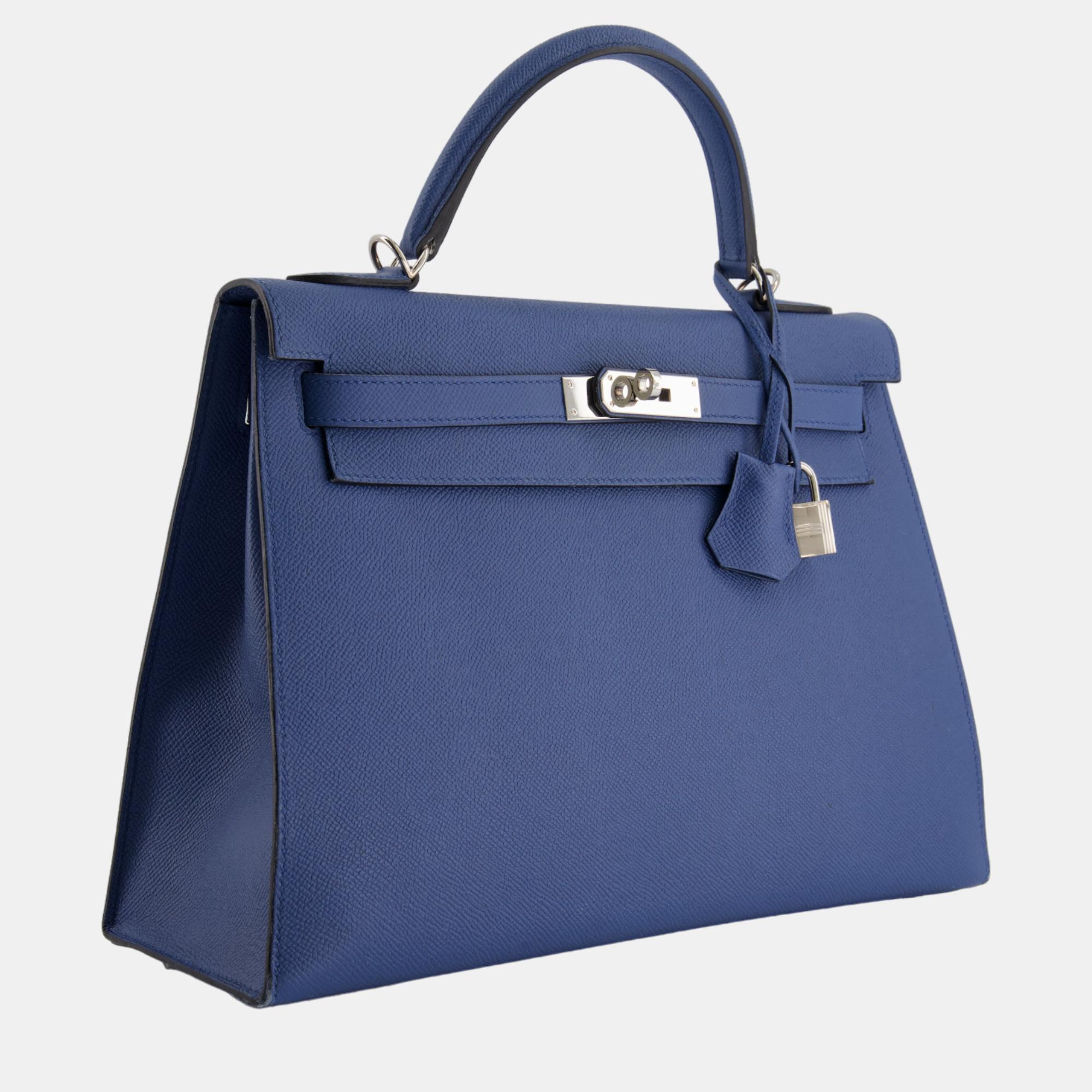 

Hermes Kelly Bag  Deep Blue in Epsom Leather with Palladium Hardware
