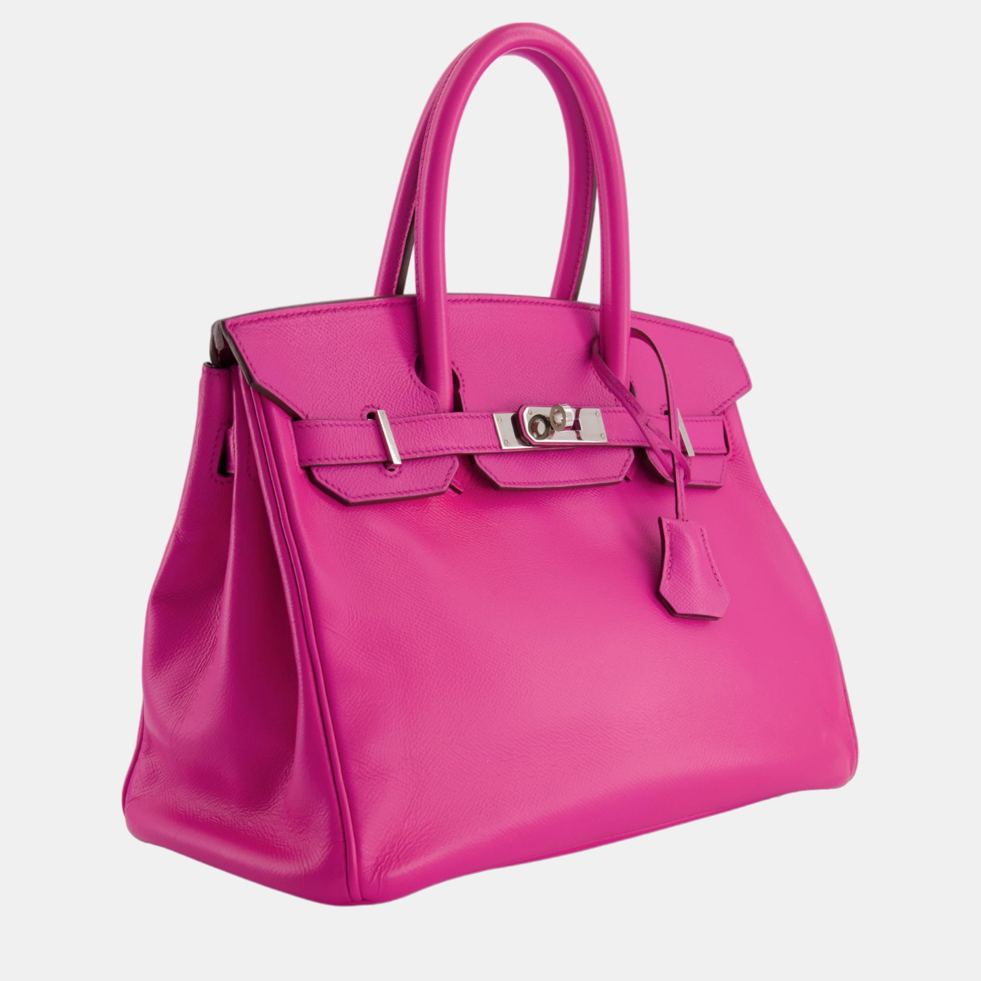 

Hermes Birkin Bag  Verso in Rose Tyrien Pink Epsom Leather with Palladium Hardware