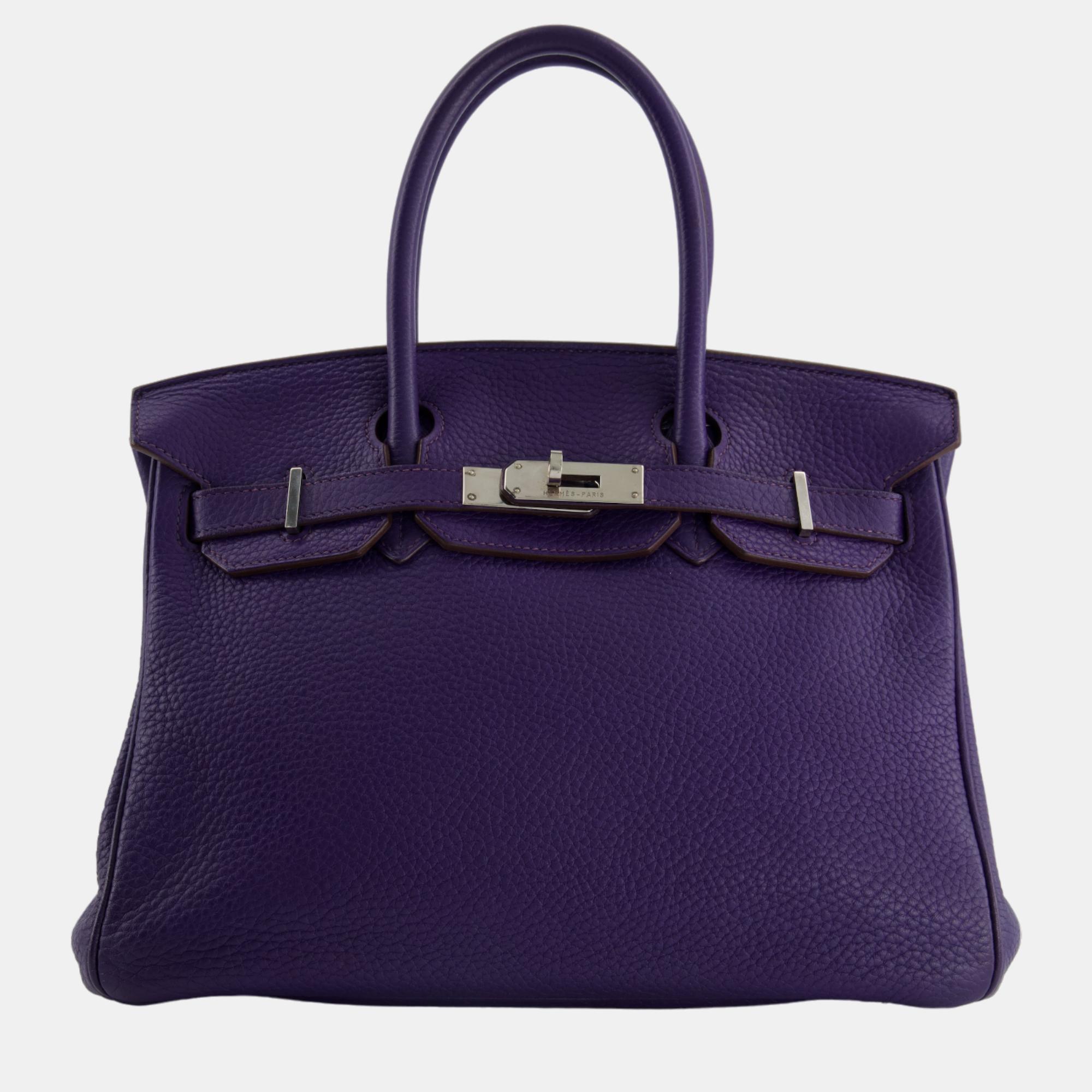 Pre-owned Hermes Birkin 30cm Ultra Violet In Togo Leather With Palladium Hardware Bag In Purple