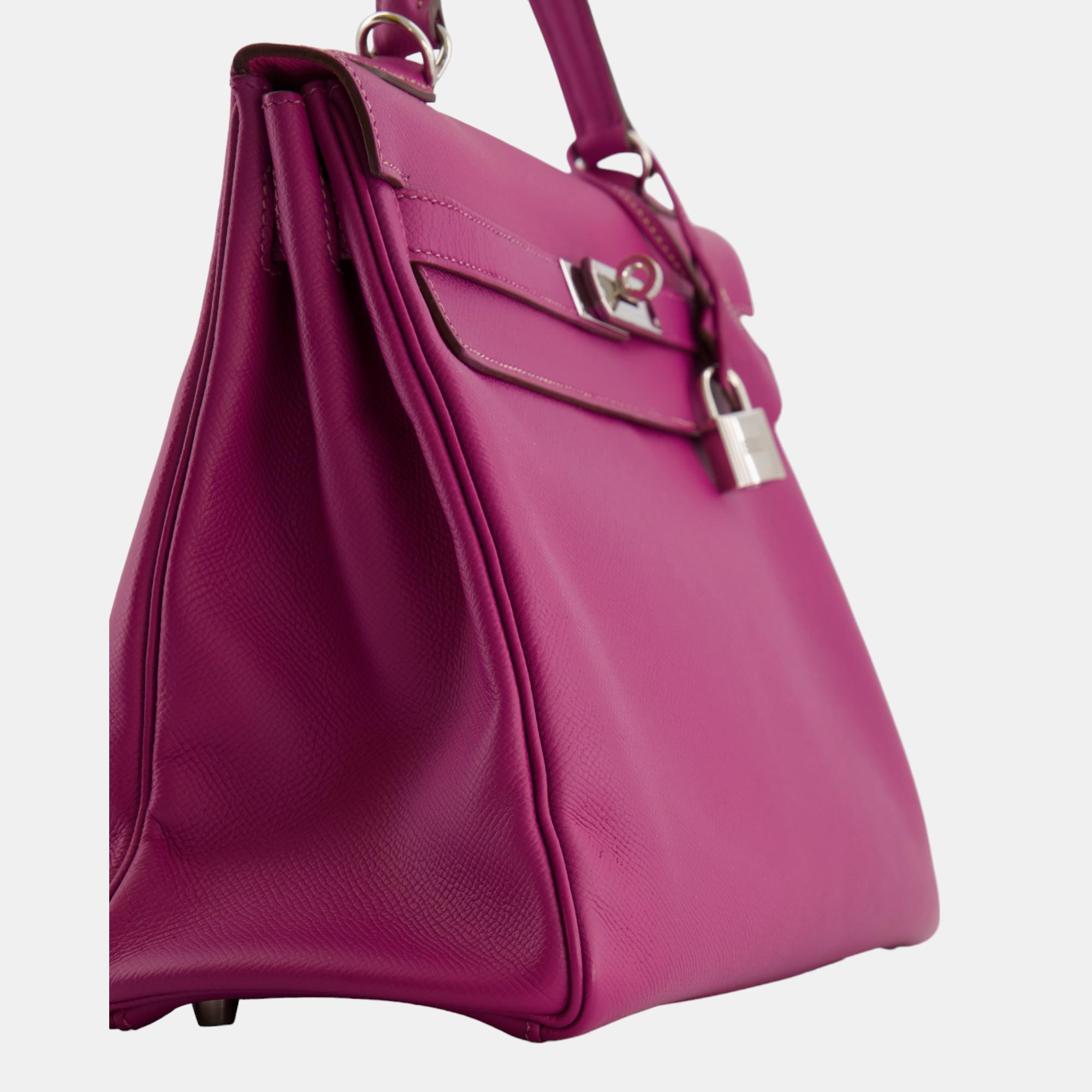 

Hermes Candy Kelly Bag  Retourne in Tosca Epsom Leather and Rose Tyrien Interior with Palladium Hardware, Pink
