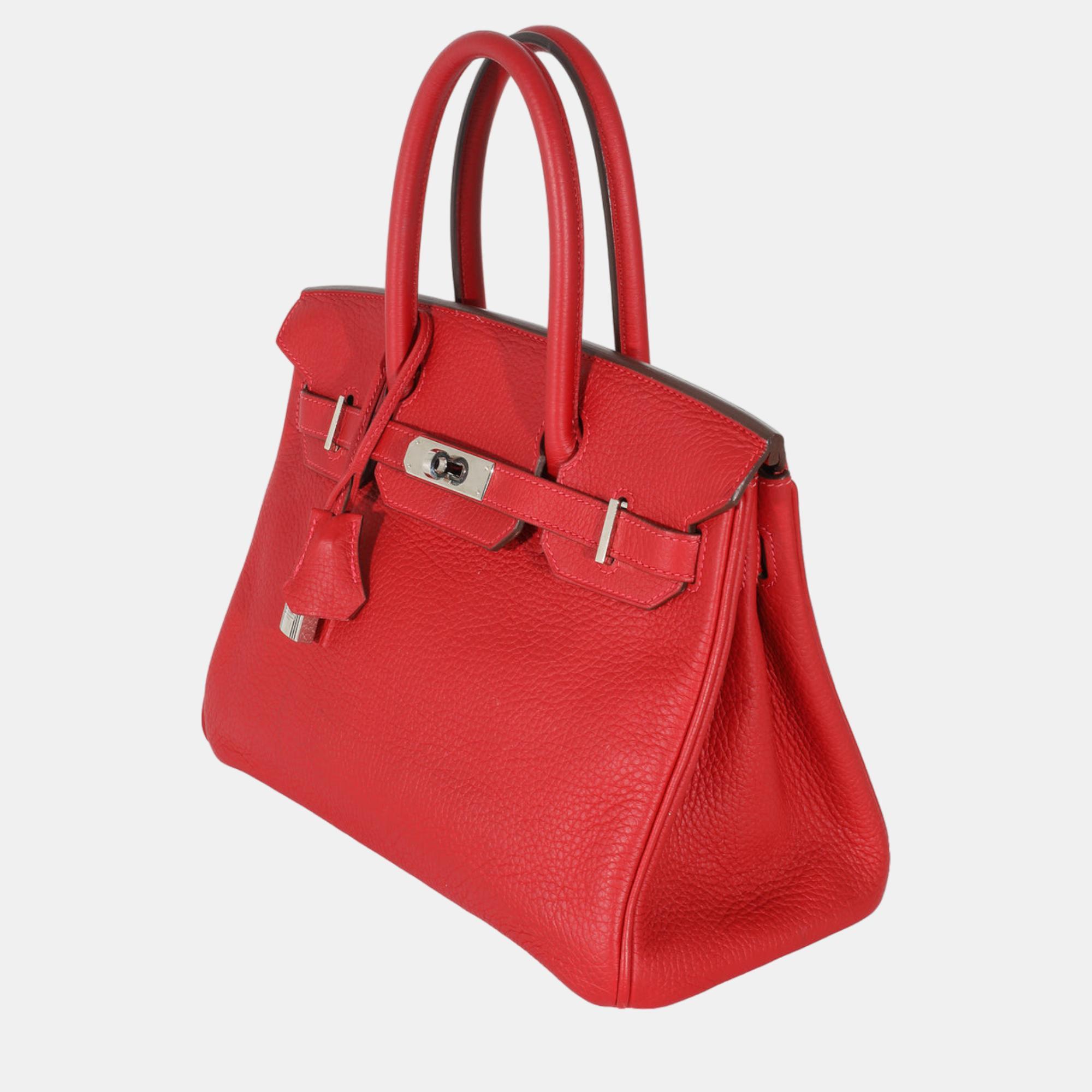 

Hermes Rouge Casaque Clemence Birkin 30 PHW, Red